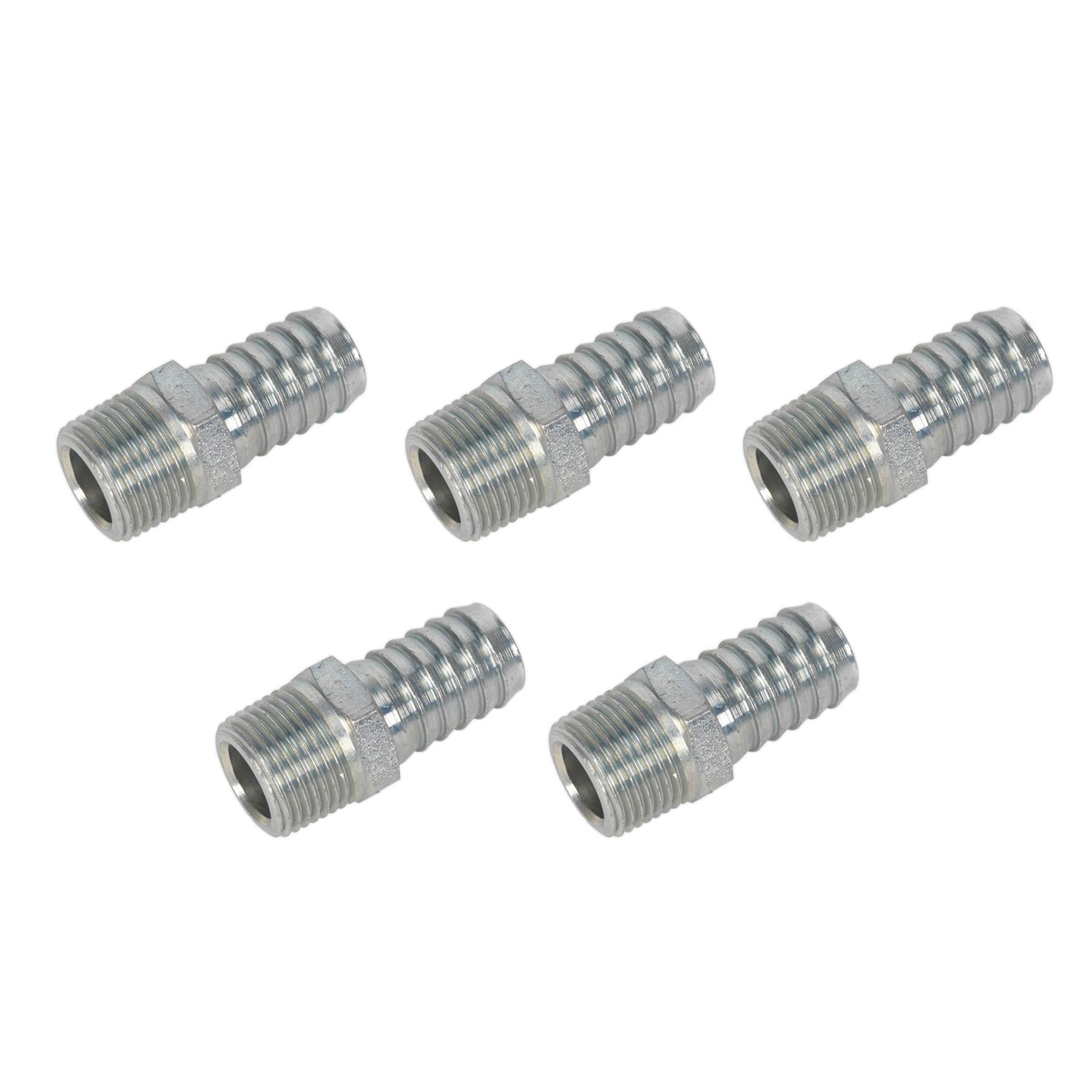 Sealey Screwed Tailpiece Male 3/8"BSPT - 1/2" Hose Pack of 5