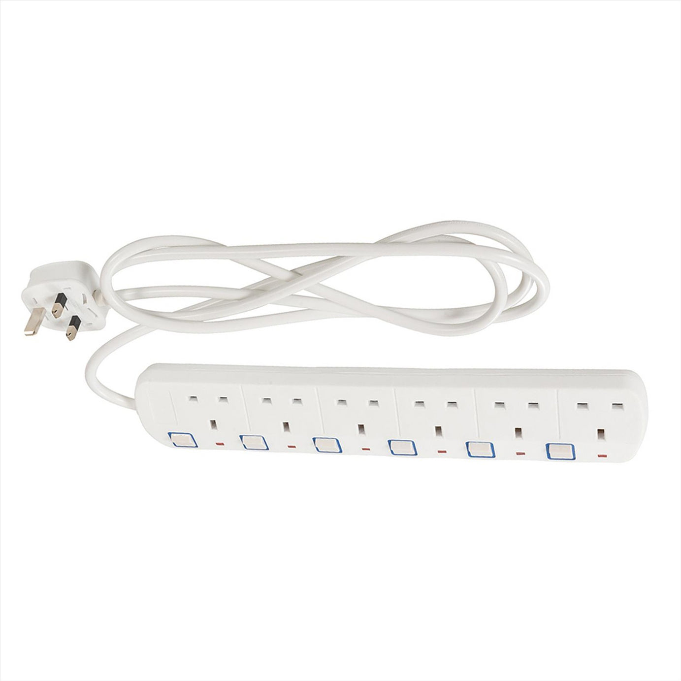 Switched Extension Lead with Neon Indicator 240V 6Gang 2m Individual Switch