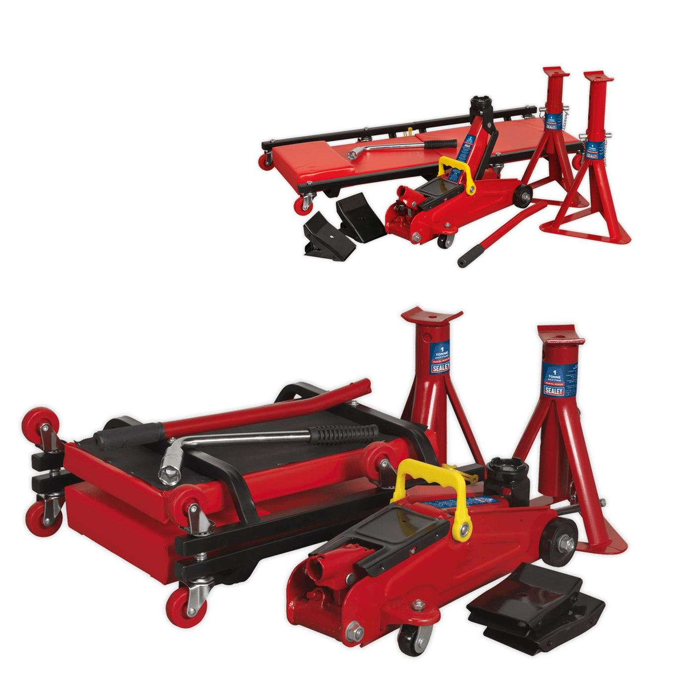Sealey Lifting Kit 2t (Inc Jack,Axle Stands,Creeper,Chocks,Wrench)