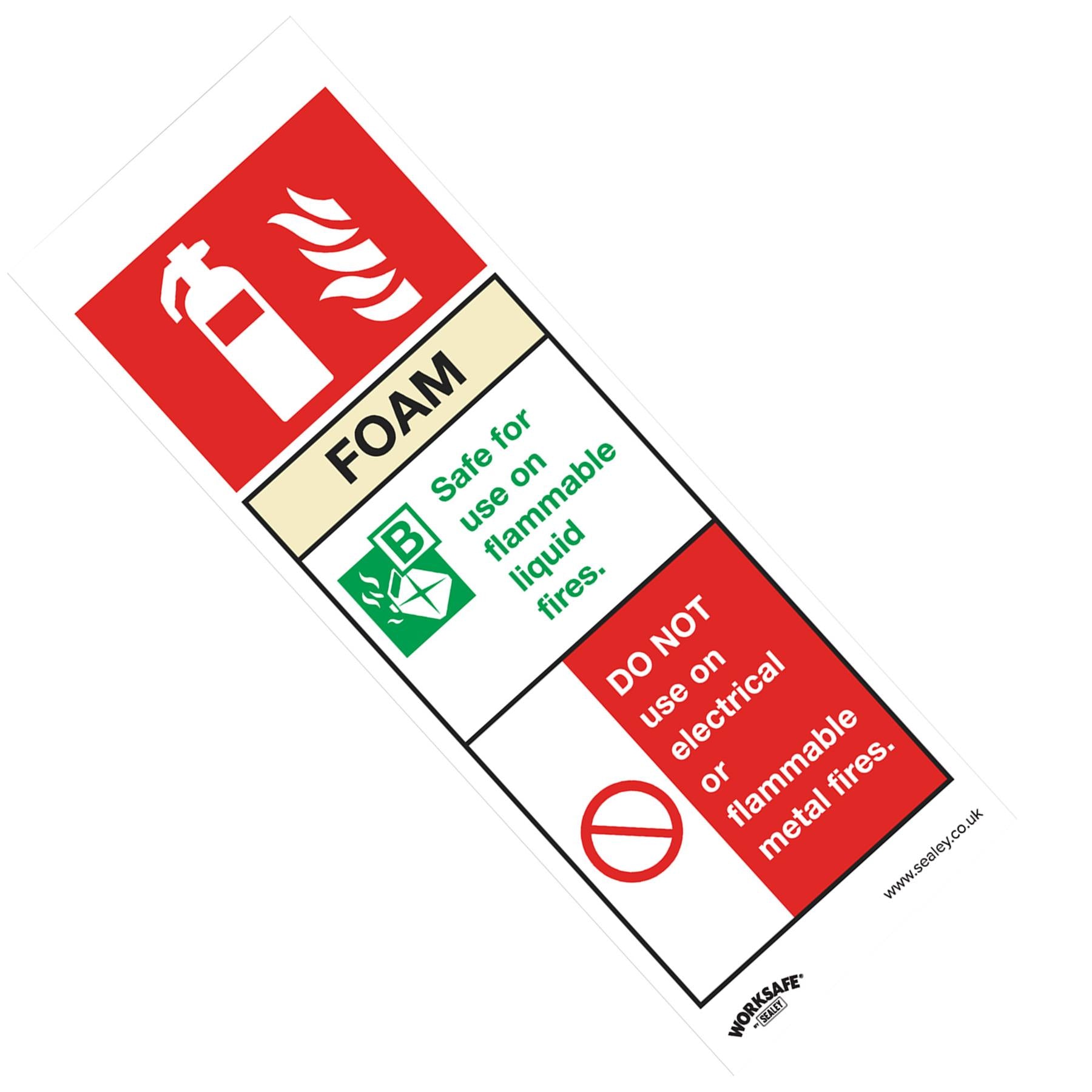 Sealey Safety Sign - Foam Fire Ext. - Self-Adhes. - Pack of 10