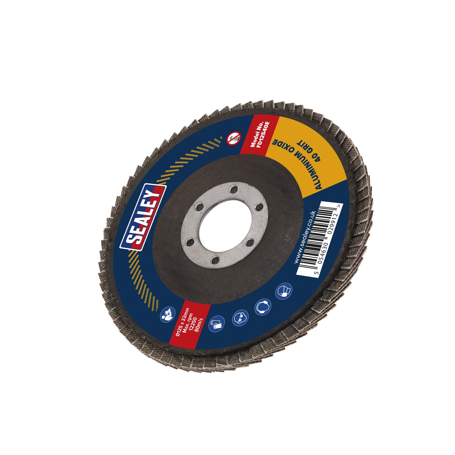 Sealey Flap Disc Aluminium Oxide Ø125mm Ø22mm Bore 40Grit