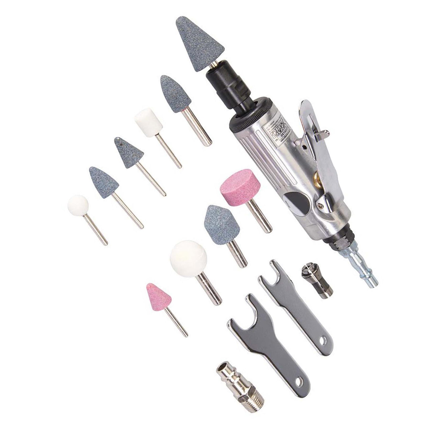 15 Piece Air Die Grinder Kit 160mm - All 1/4" & 1/8" Shank Burrs And Grindstones