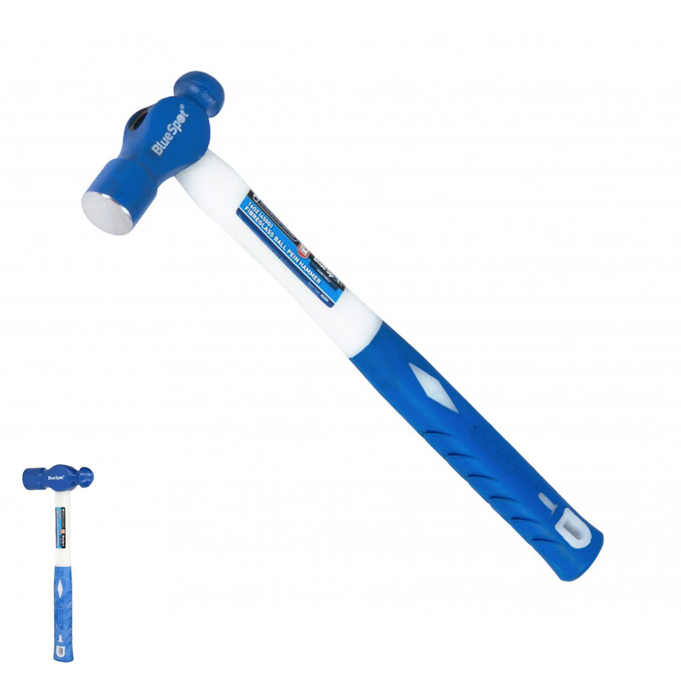BlueSpot 32oz Ball Pein Hammer Fibreglass Rubber Grip Handel Hardened Steel Head