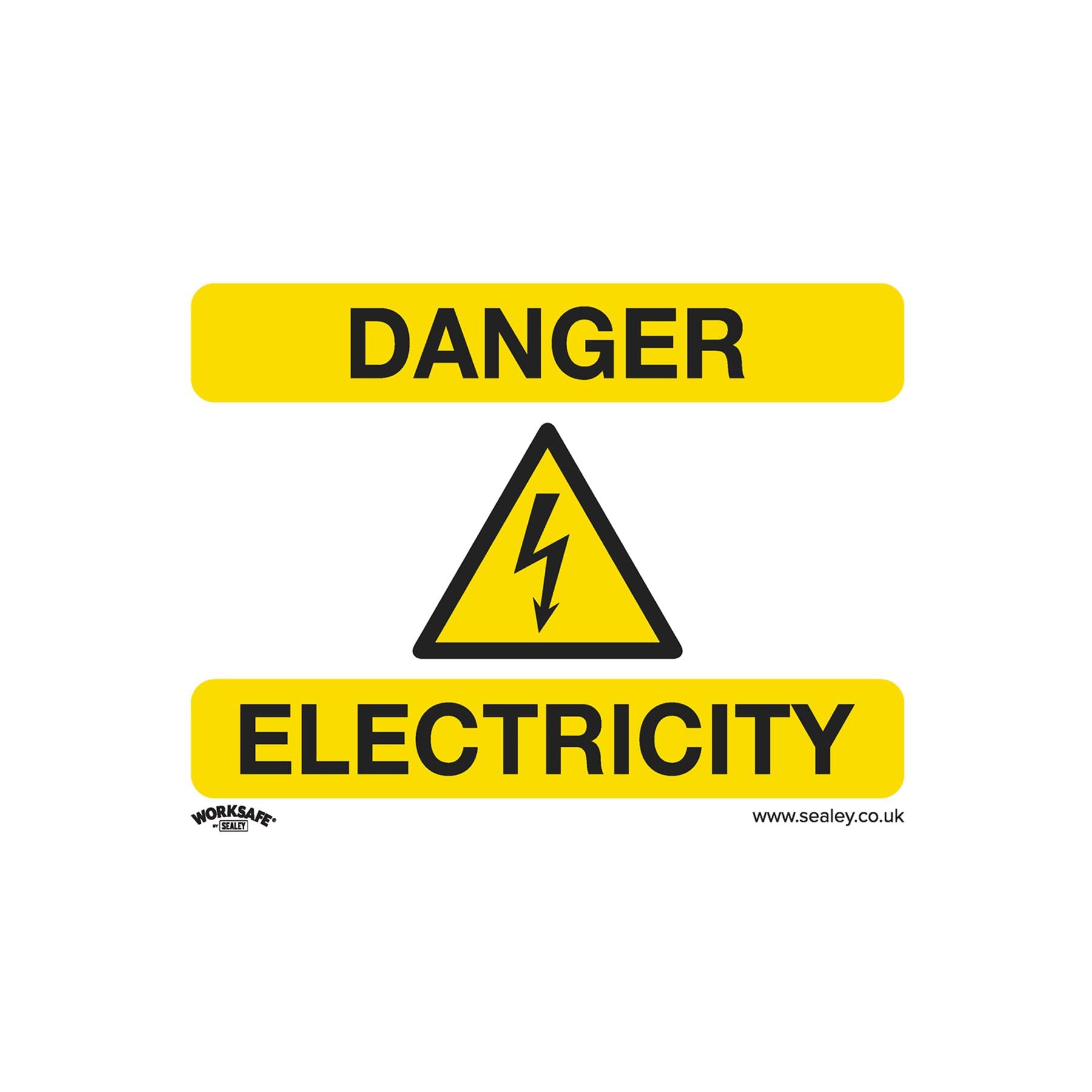 Sealey Safety Sign - Danger Electricity - Rigid Plastic - Pk of 10