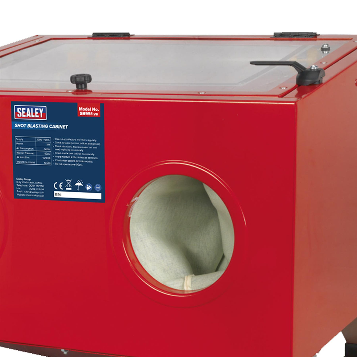 Sealey Tools SB951 Shot Sand Blast Shotblast Cabinet with Gun 640 x 490 x 490mm