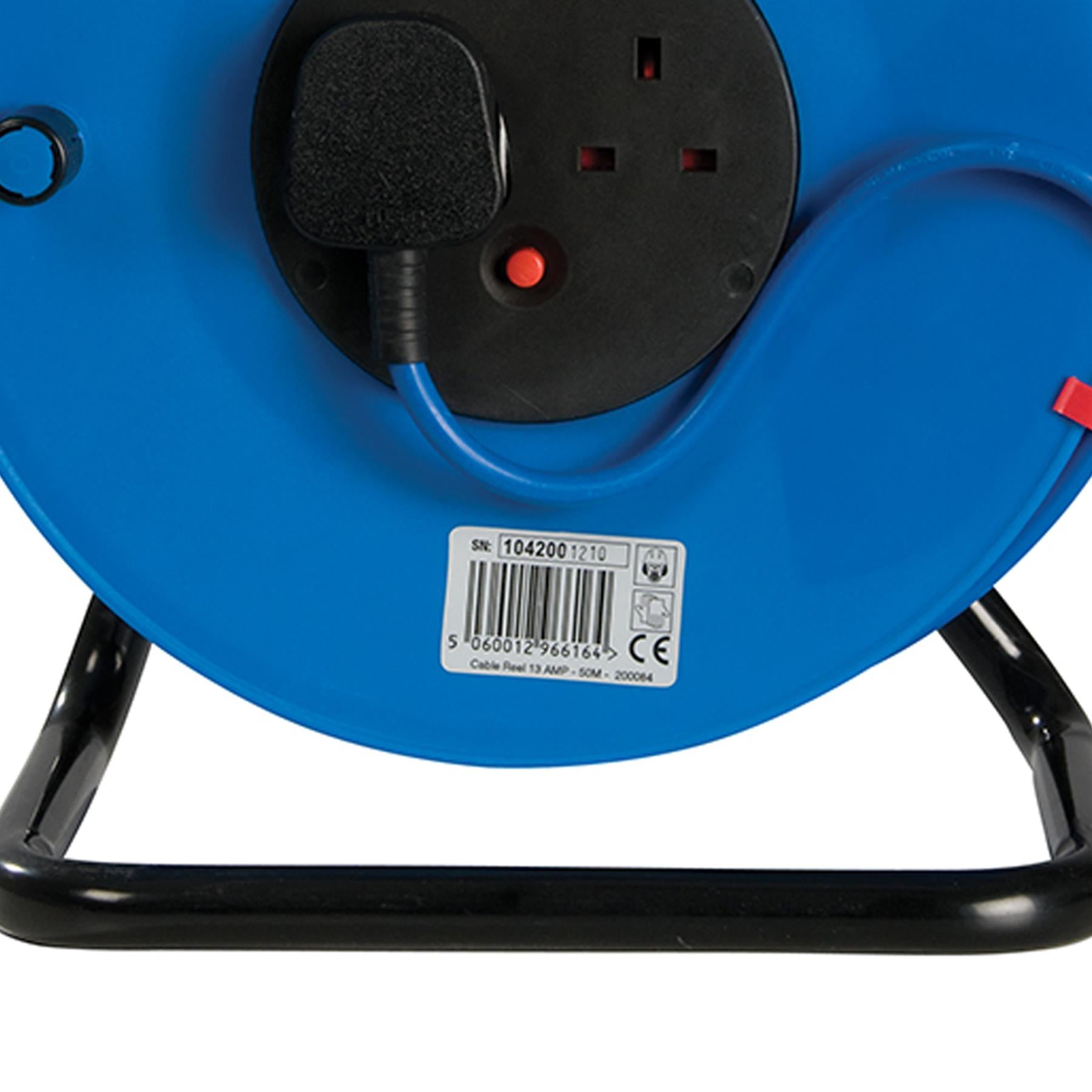 Power Master Cable Reel 240V Freestanding 13A 50M 2 X 240V Drum-Mounted Sockets
