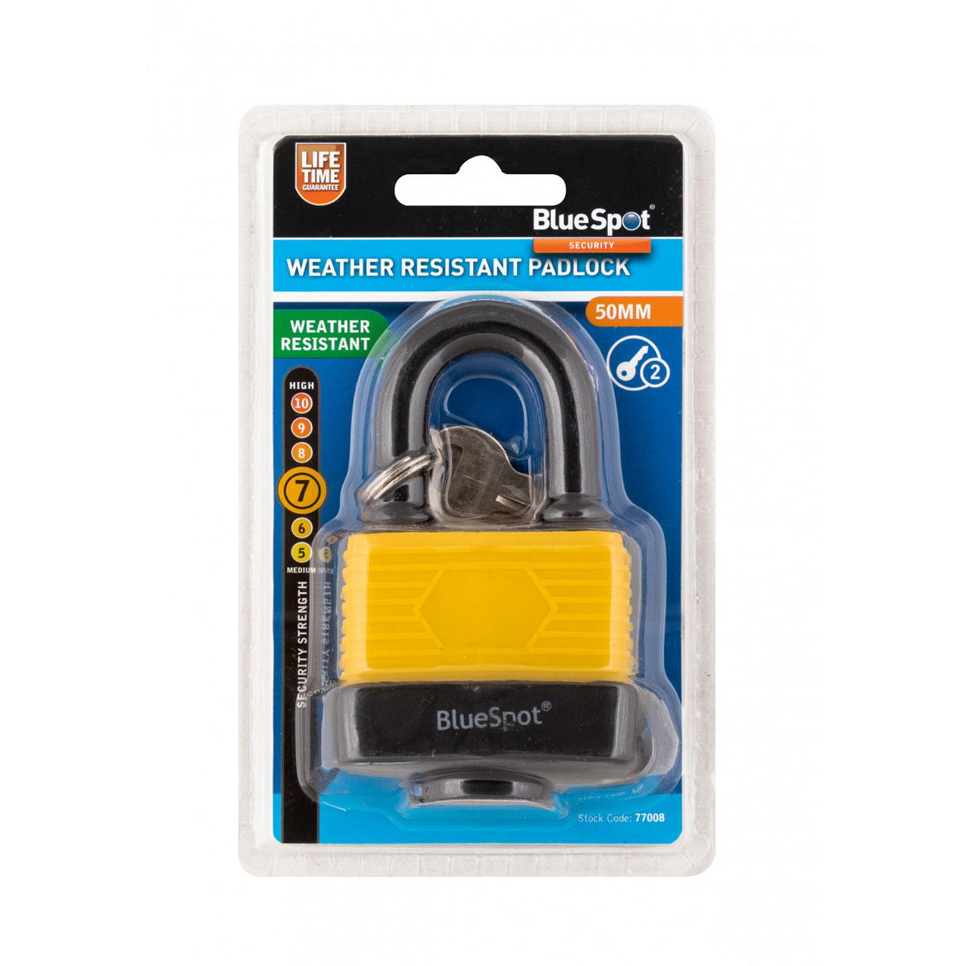 50mm Indoor Outdoor Weather Resistant Padlock With 2 Keys Bluespot