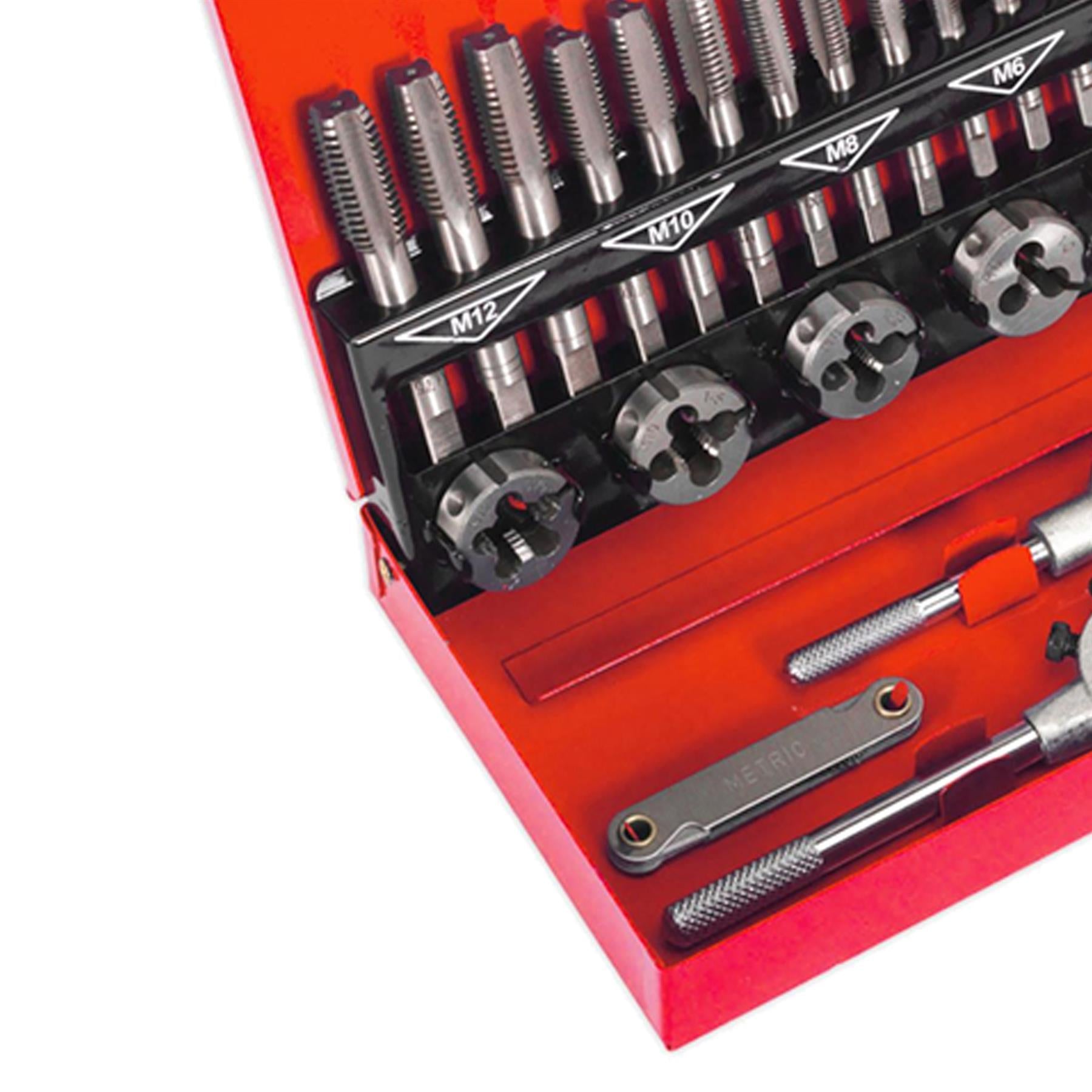 Sealey 32pc Metric Tap and Die Set Split Dies Alloy Steel M3 - M12