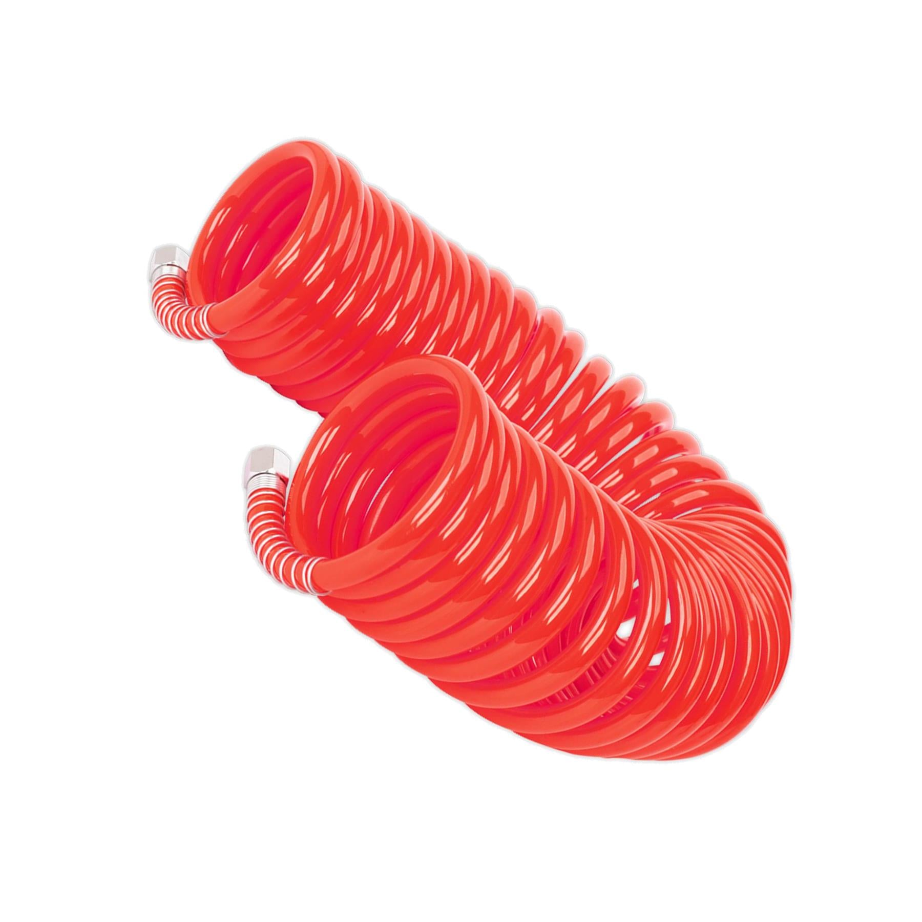 Sealey PU 10m x Ø8mm Coiled Air Hose Polyurethane Recoil with 1/4"BSP Unions