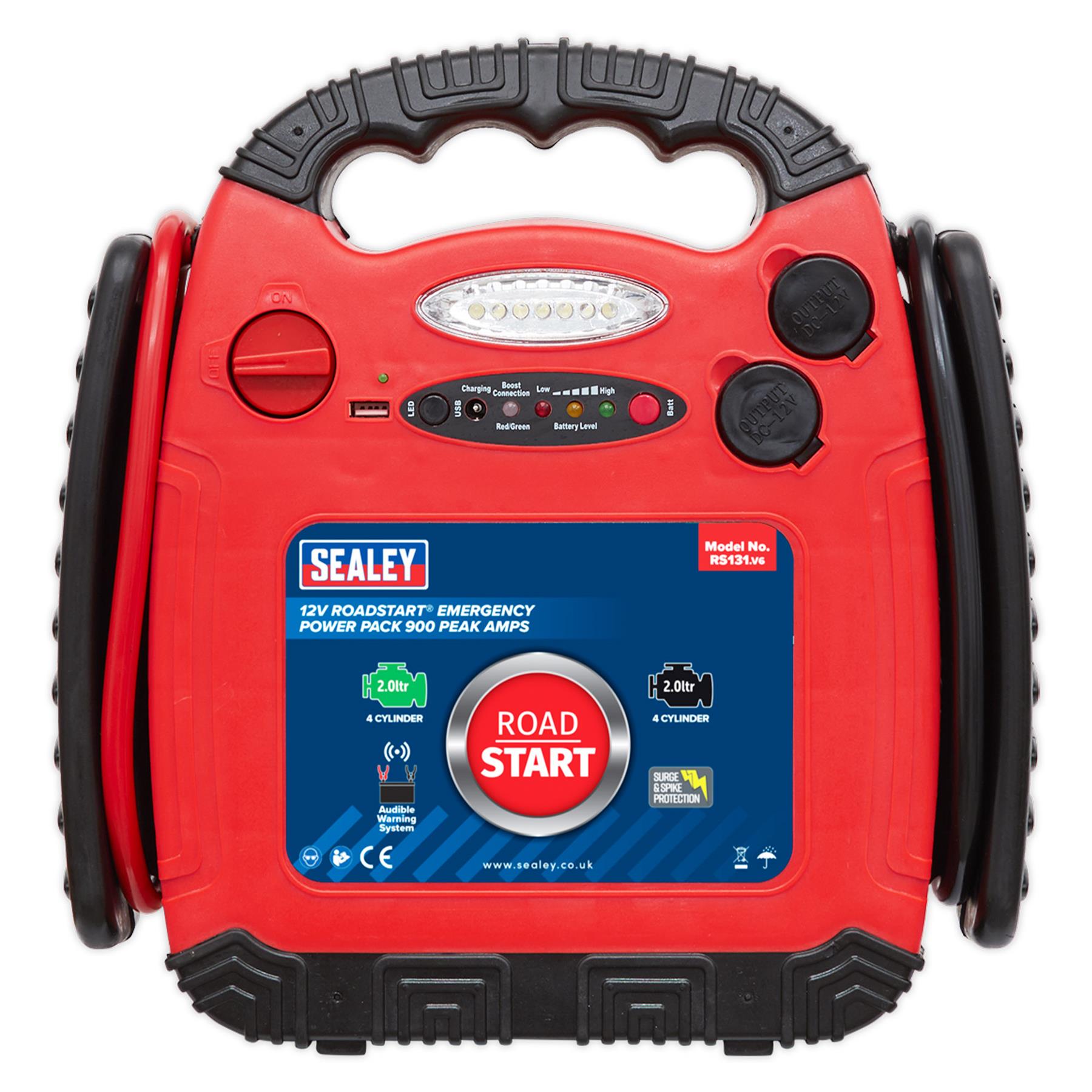 Sealey RoadStart Emergency Jump Starter 12V 900A Peak Amp - RED