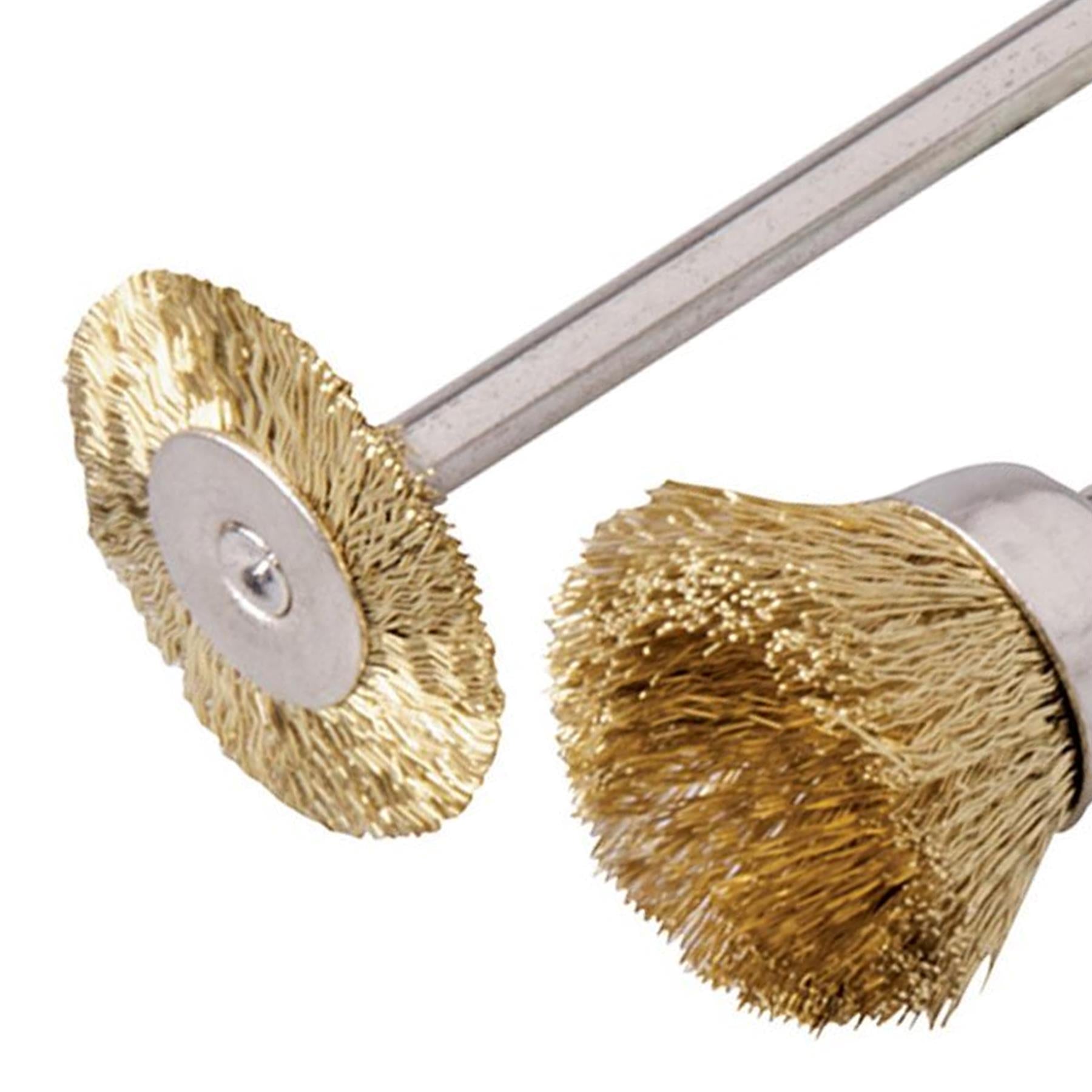 3Pc Rotary Tool Brass Wire Brush Set - 5, 15, 20mm Dia Soft Brass Wire Cleaning