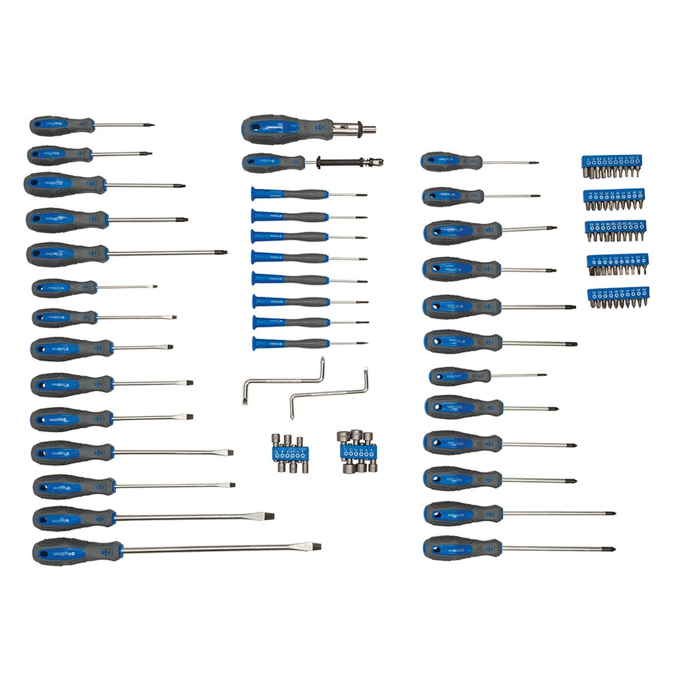 Screwdriver Set 100pc Hardened Chrome Vanadium Blades And Tips Soft-grip handles