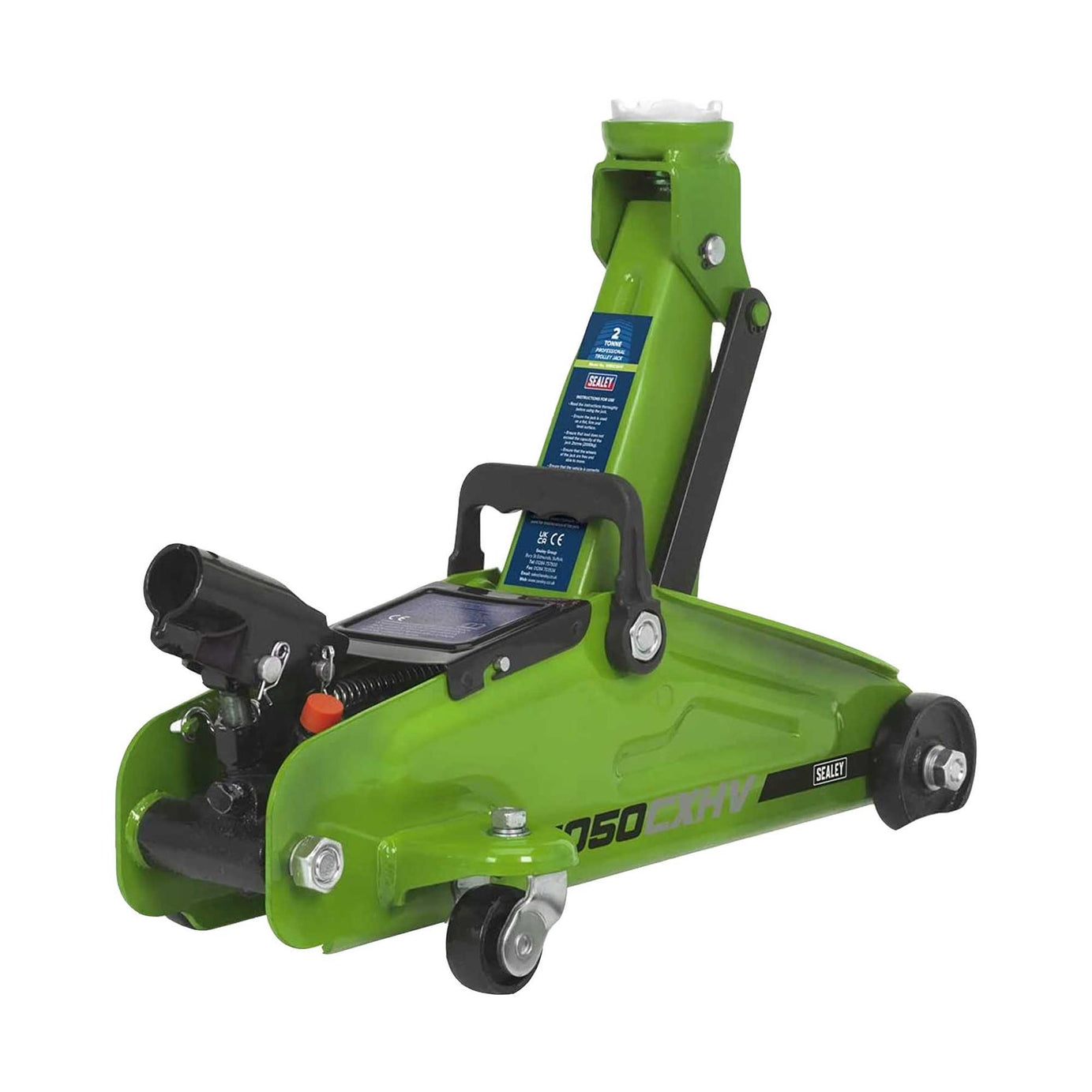 Sealey Trolley Jack 2tonne Short Chassis - Hi-Vis