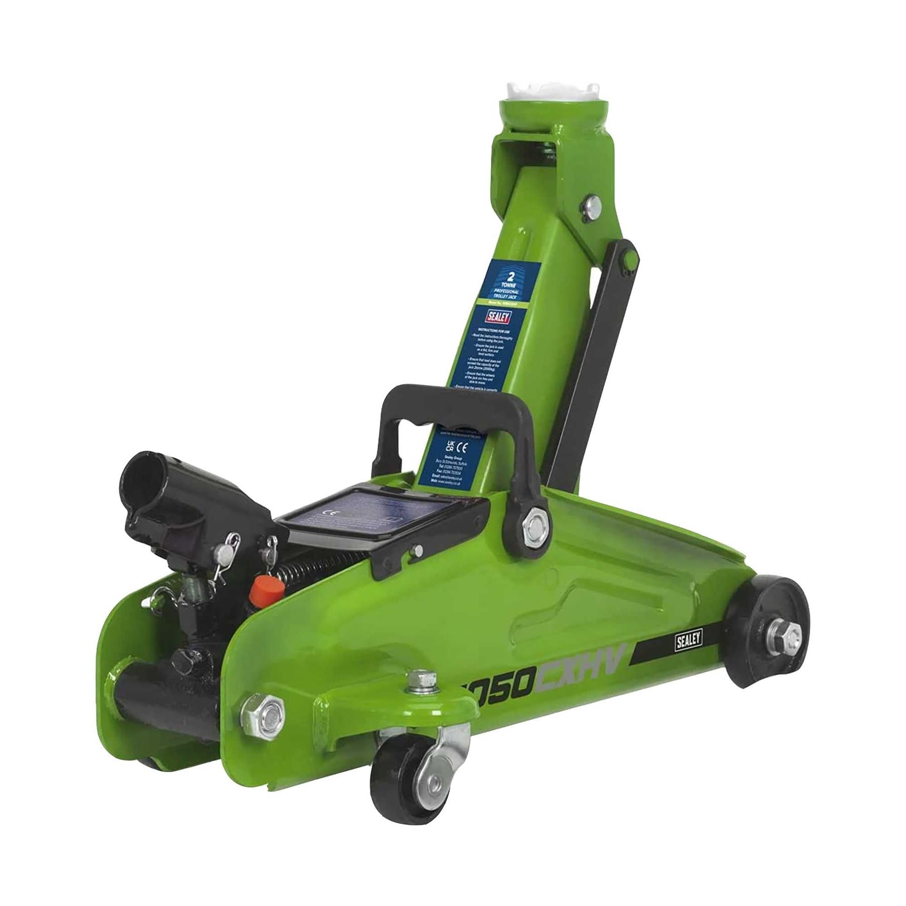 Sealey Trolley Jack 2tonne Short Chassis - Hi-Vis