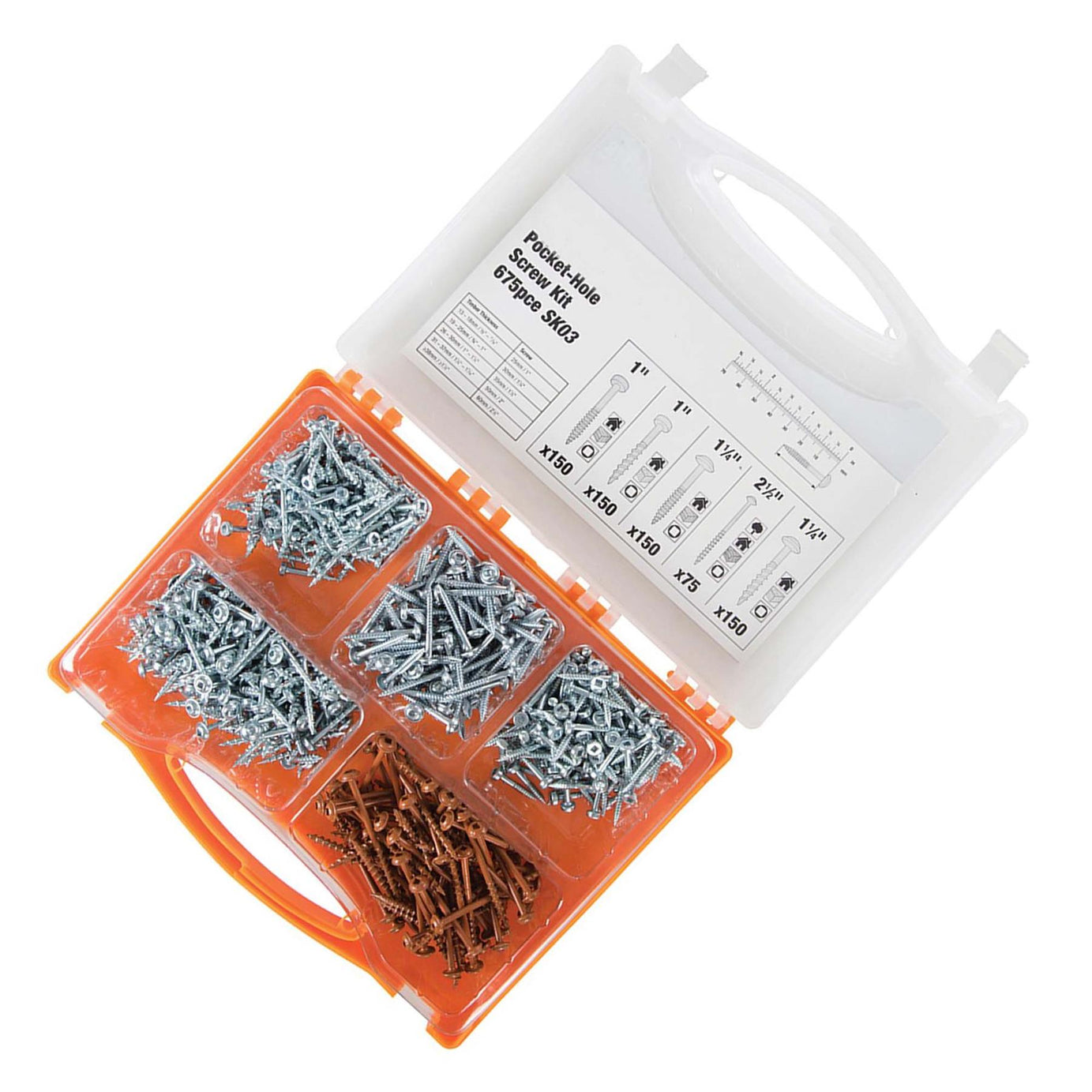 Pocket Hole Screw Kit 675Pc Five Most Popular Self Tapping Screws SK03