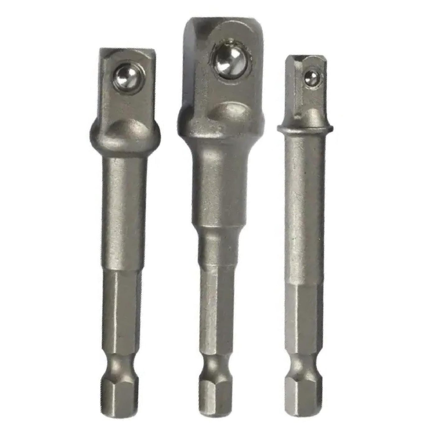 3pc 1/4" Hex Bit to 1/4" 1/2" 3/8" Square Drive Socket Adaptor Power Drill Set