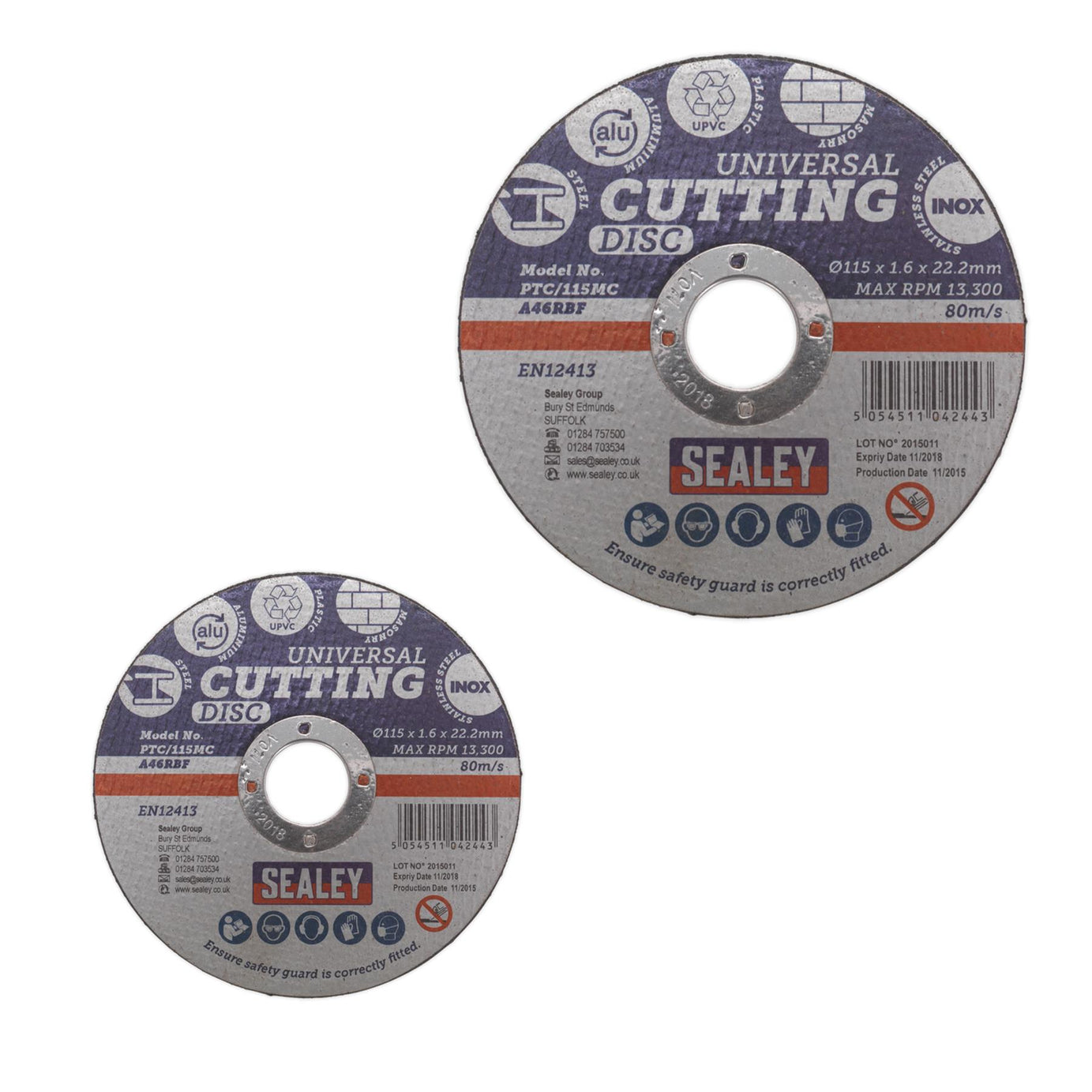 Sealey Multipurpose Cutting Disc Ø115 x 1.6mm Ø22.2mm Bore