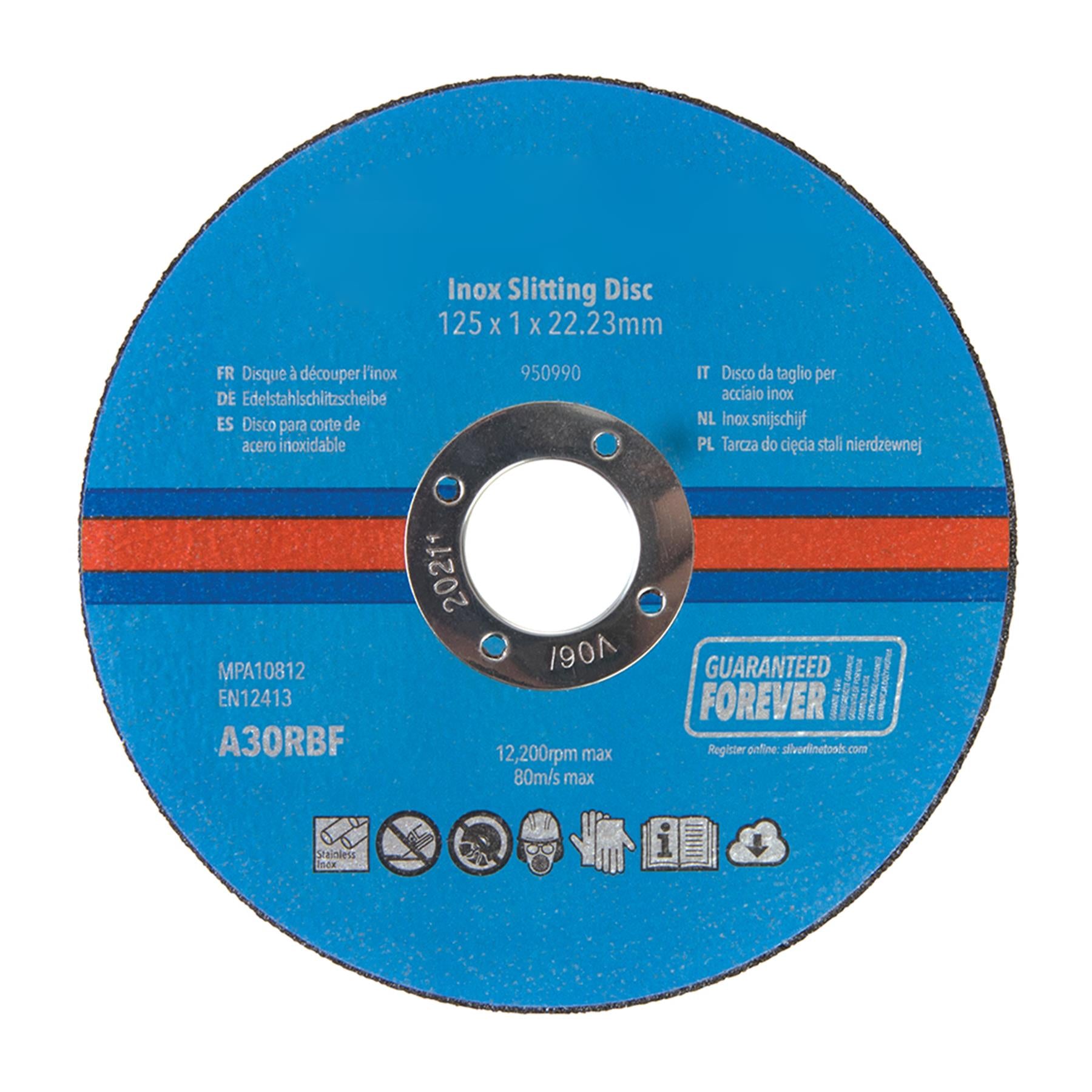 Inox Slitting Discs 10Pk For Cutting Stainless Steel 115 x 1 x 22.23mm