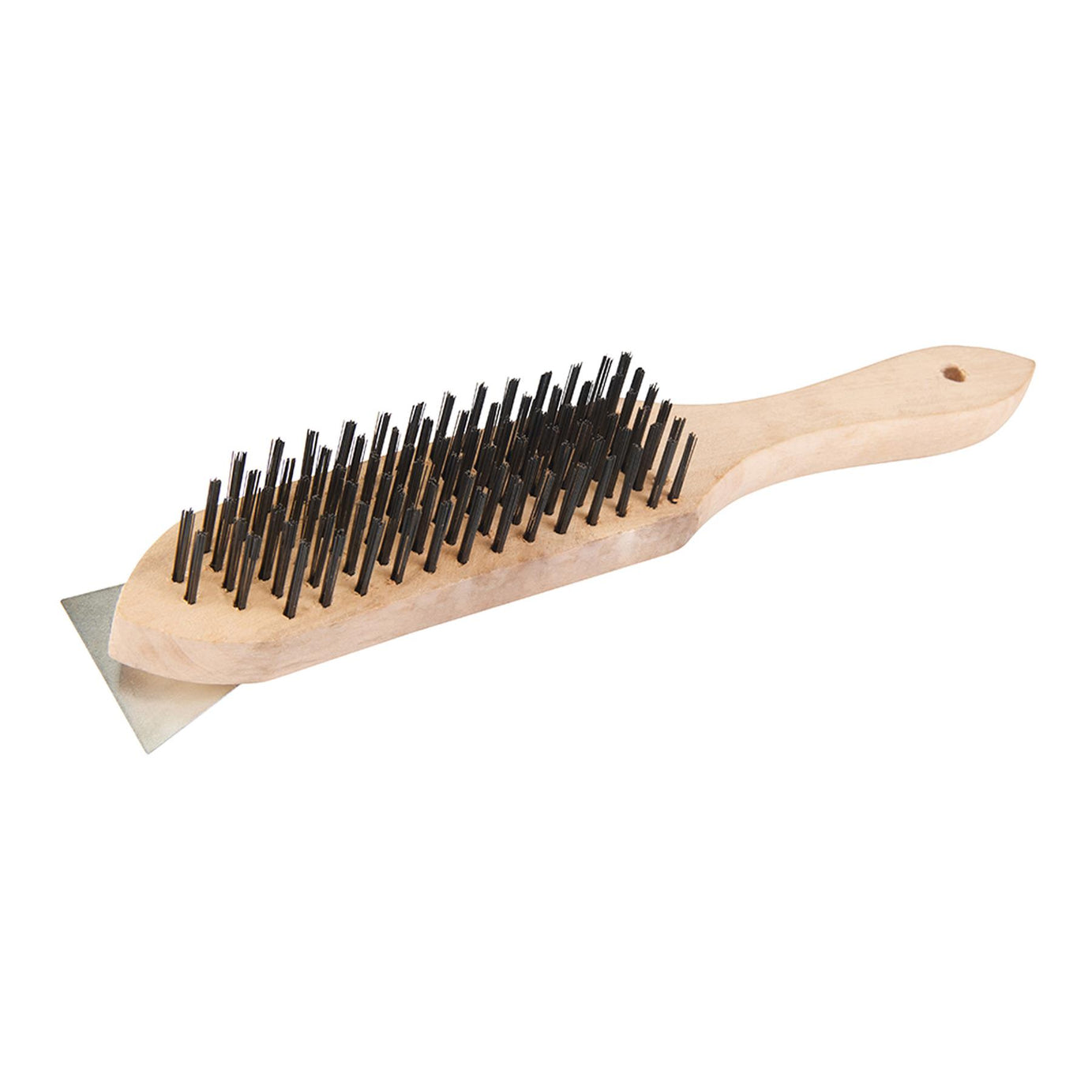 Wooden Wire Brush & Scraper 6 Row Wooden Handle With Scraper Heavy Duty