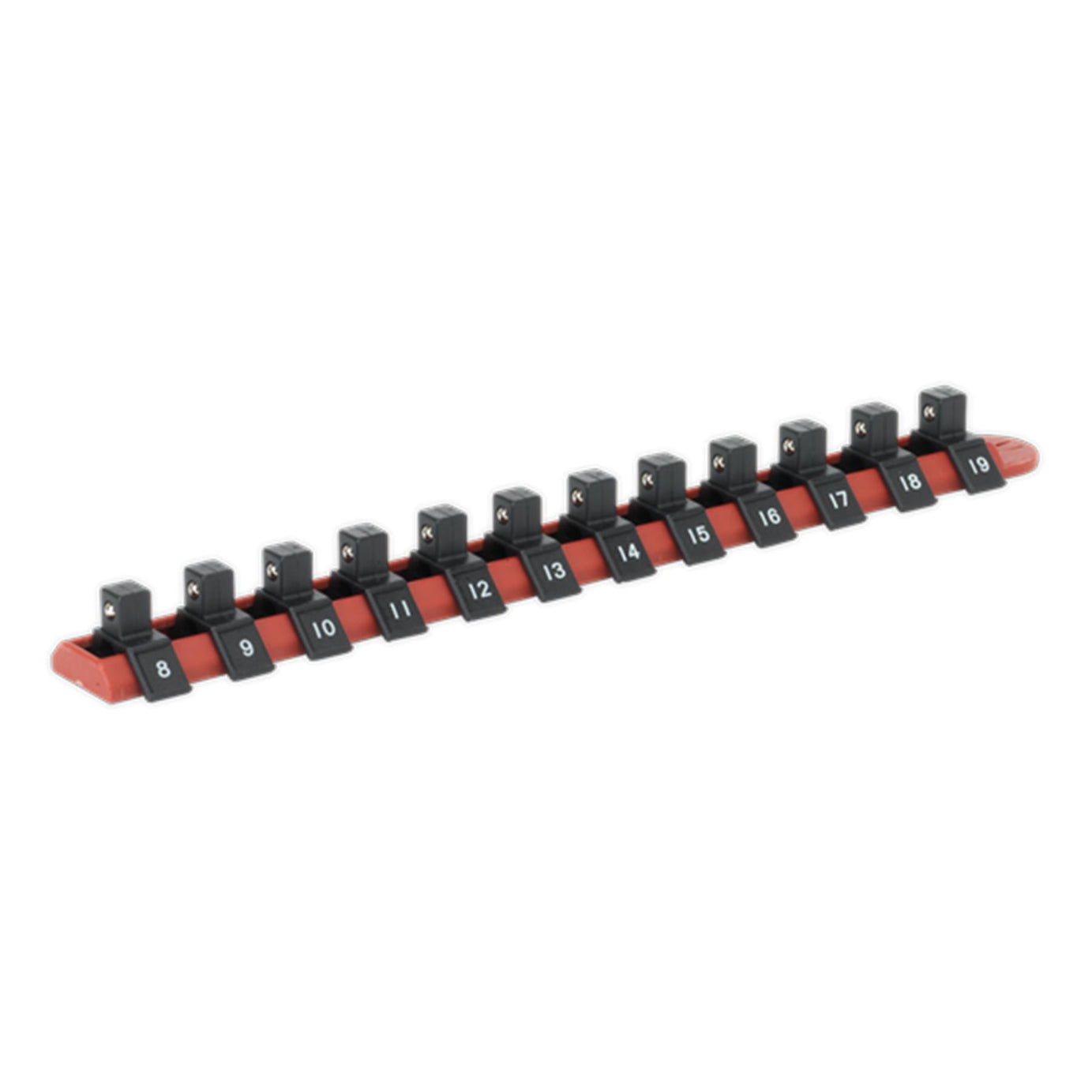 Sealey Socket Retaining Rail With 12 Clips 3/8" Sq Drive 8-19mm - AK3812