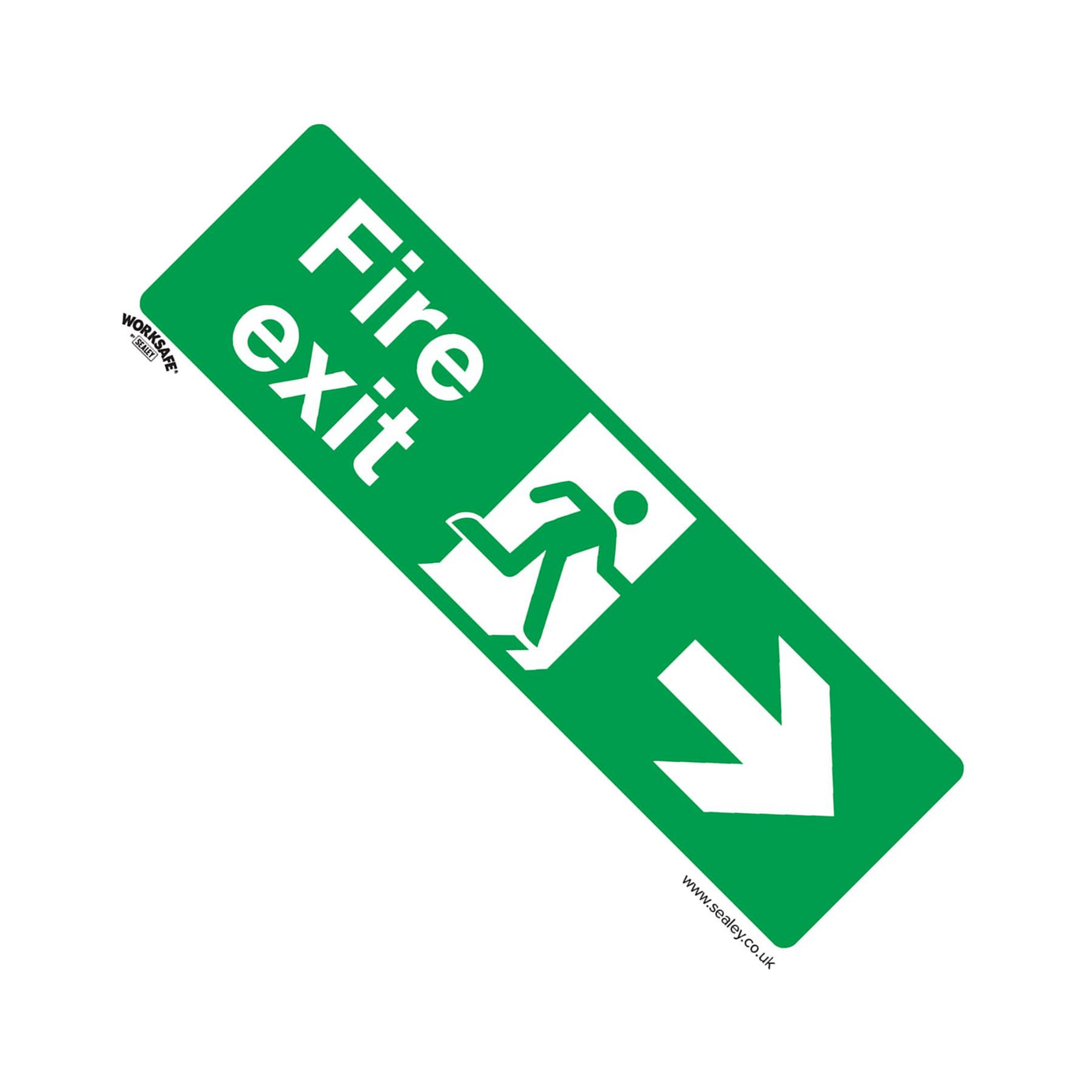Sealey Safety Sign - Fire Exit (Right) - Self-Adh. Vinyl - Pk of 10