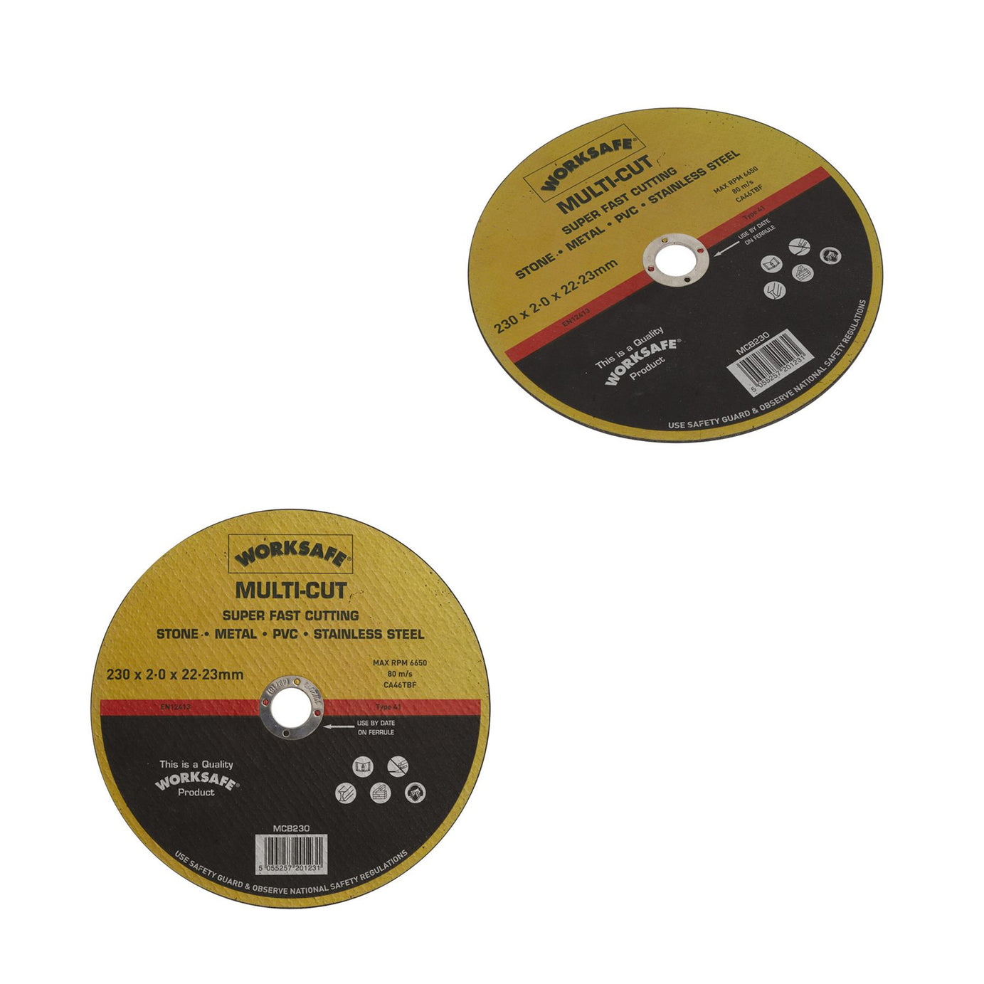 Multi-Cut Disc 230 x 2 x 22mm. Suitable for cutting mild steel Sealey