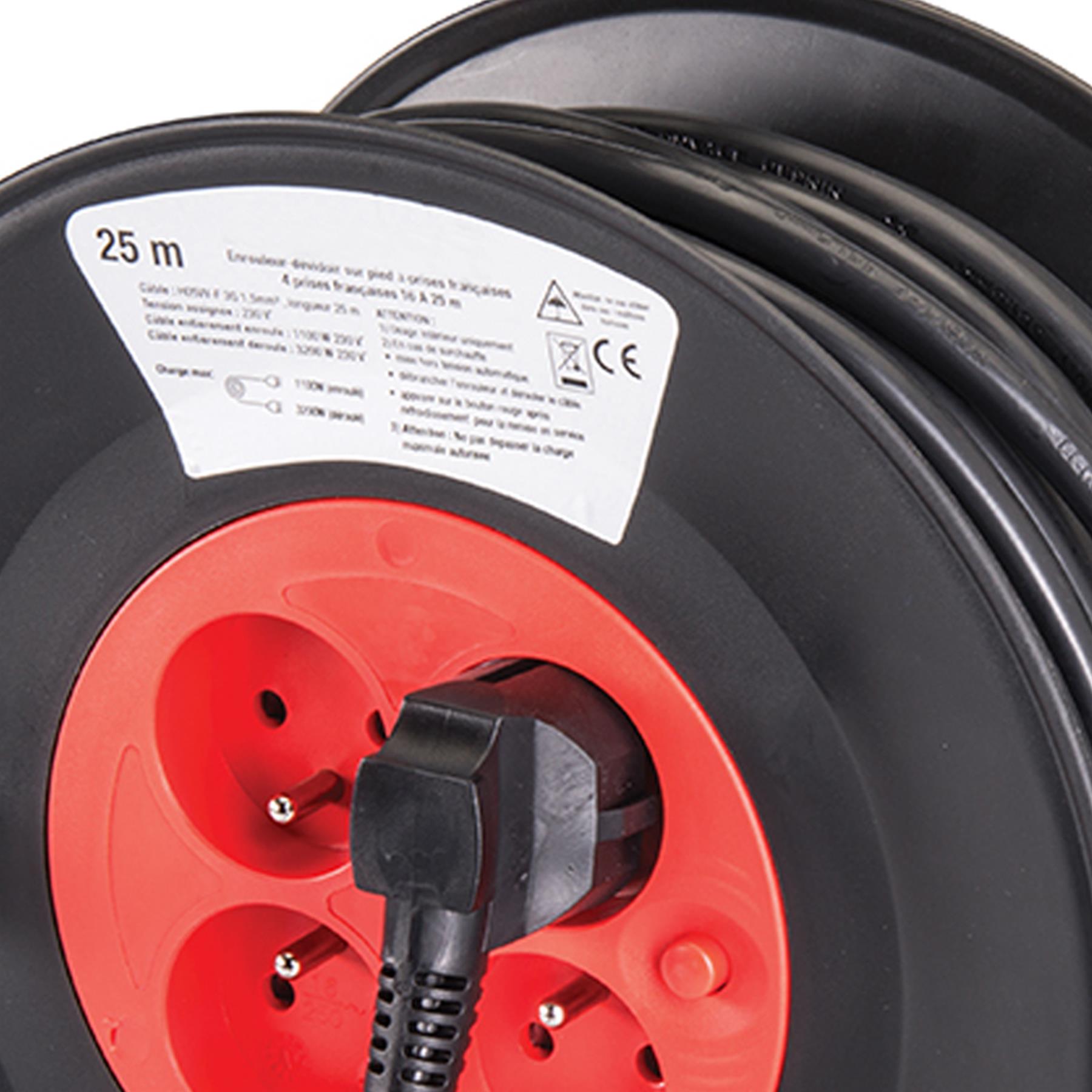 230V French Type E Cable Reel - European Freestanding 16A 25M 25M Long