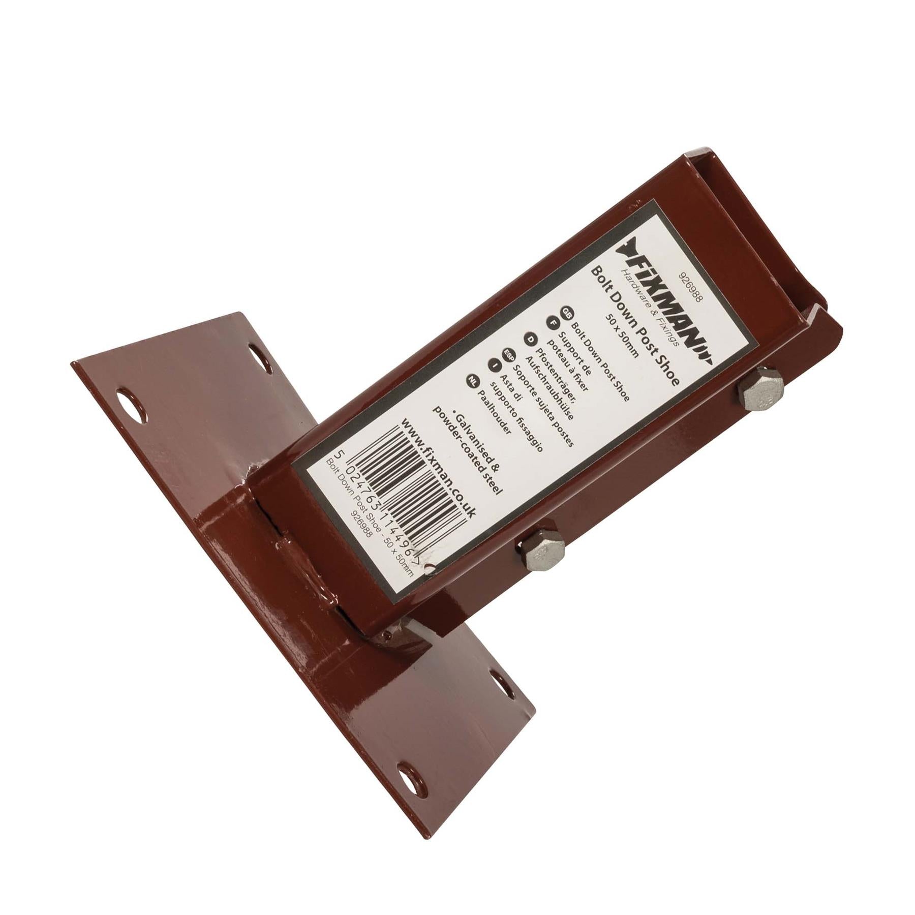 Fence Post Support Bolt Down 2" 50mm Garden Holder Like Metpost Bolt Grip Brown 1PC