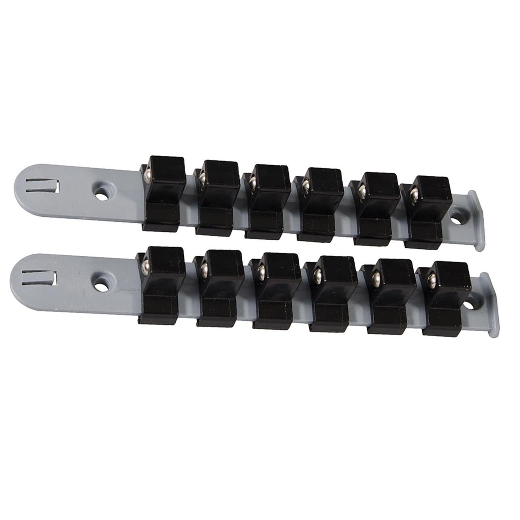 1/2" Drive Socket Holder Storage Organiser Rail Snap Set - 12 Clips Wall Mounting