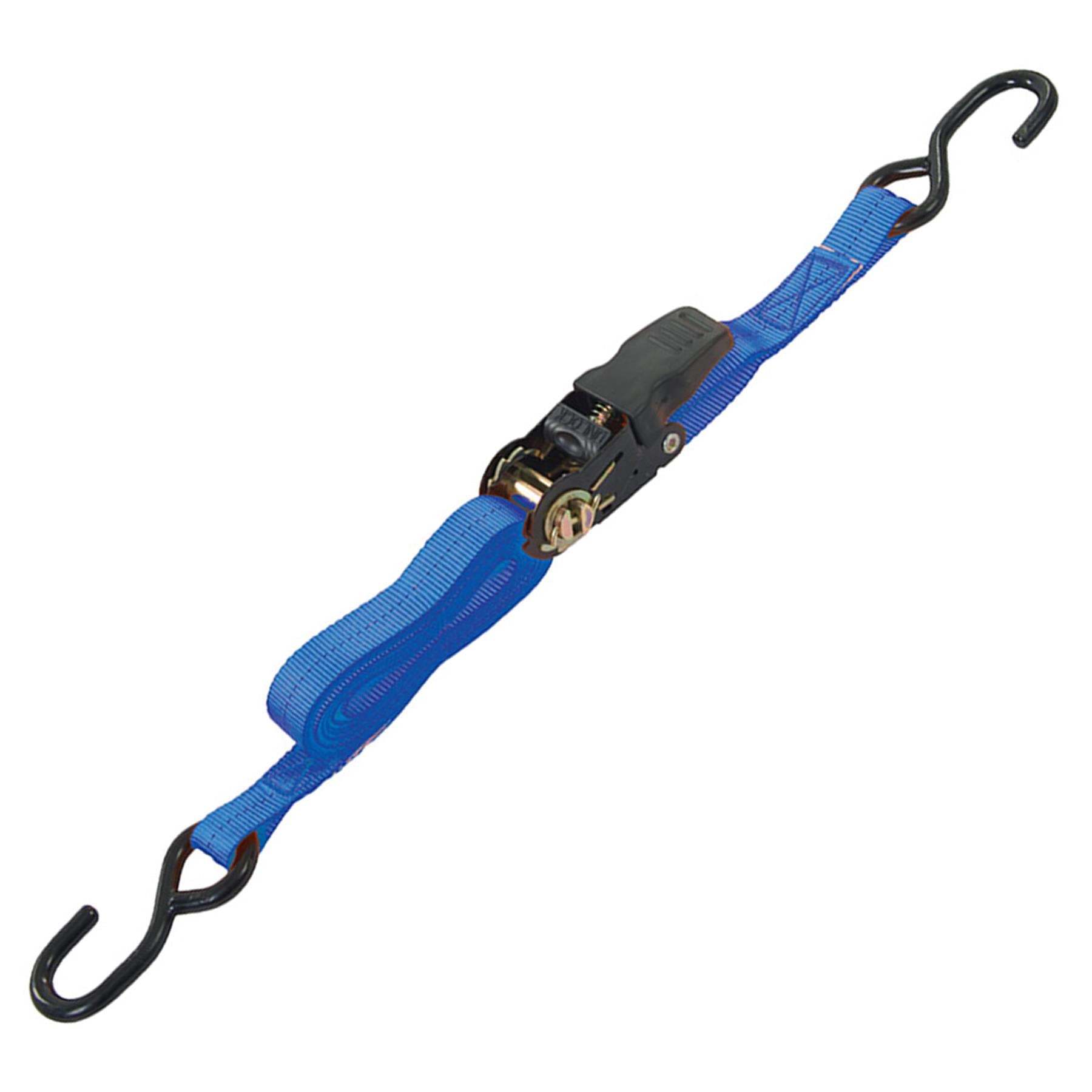 Rubber Handled Ratchet Tie Down Strap S-Hook 4M X 25mm 4Pk - Rated 250Kg