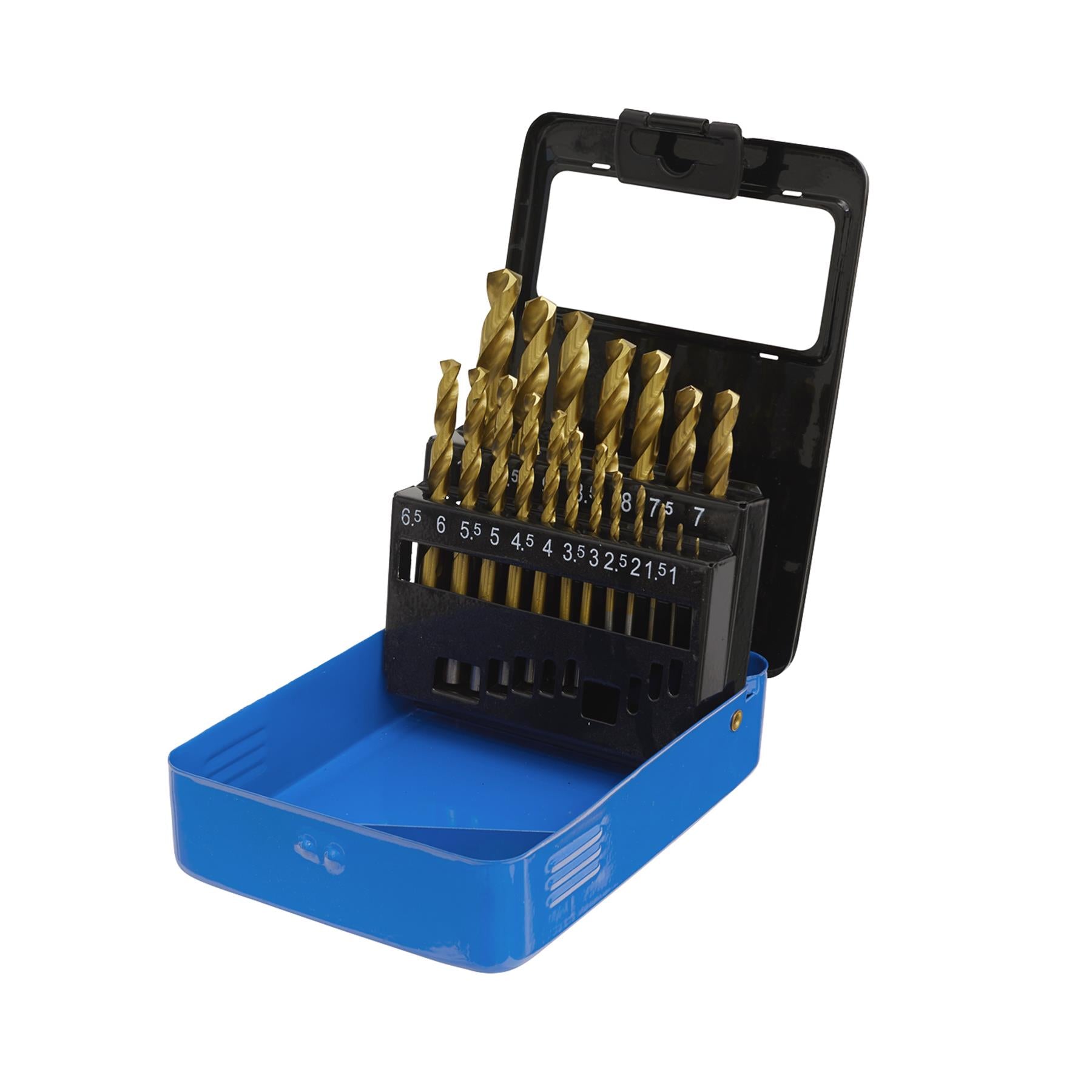 Sealey 19pc Drill Bit Set HSS Fully Ground Ø1-10mm DIN 338 Metric AK4719