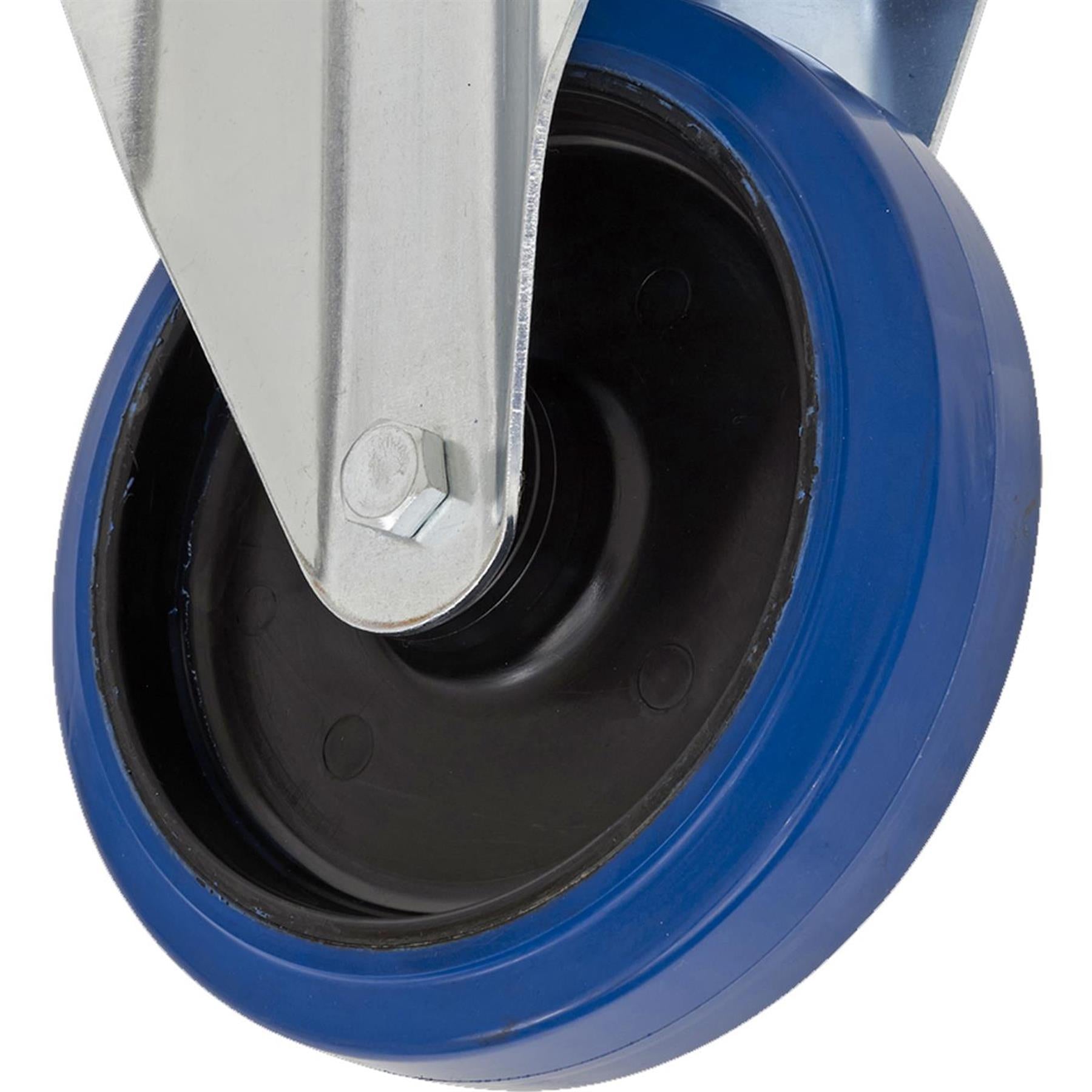 Sealey Heavy-Duty Blue Elastic Rubber Fixed Castor Wheel 160mm
