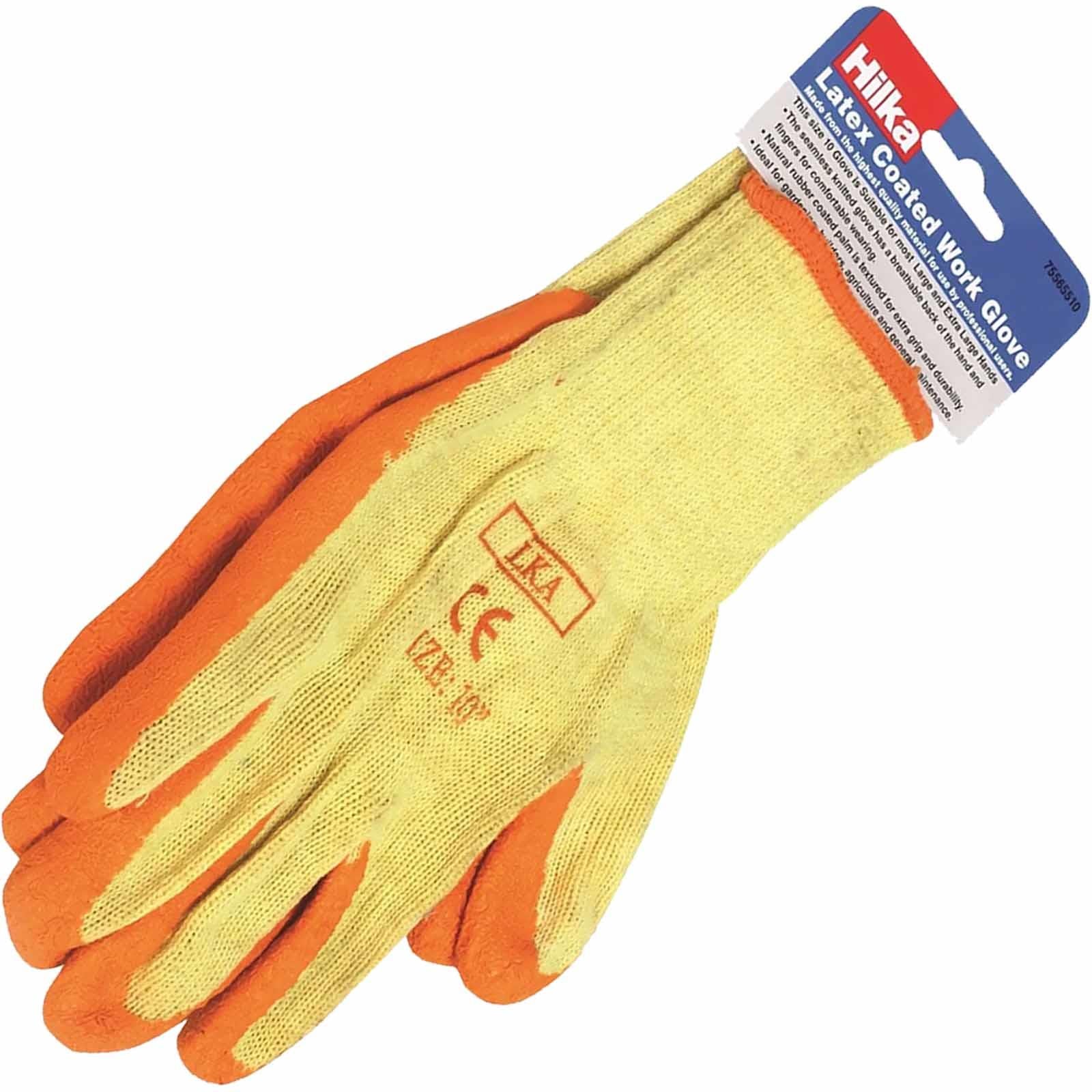 Orange Latex Coated Work Gloves
