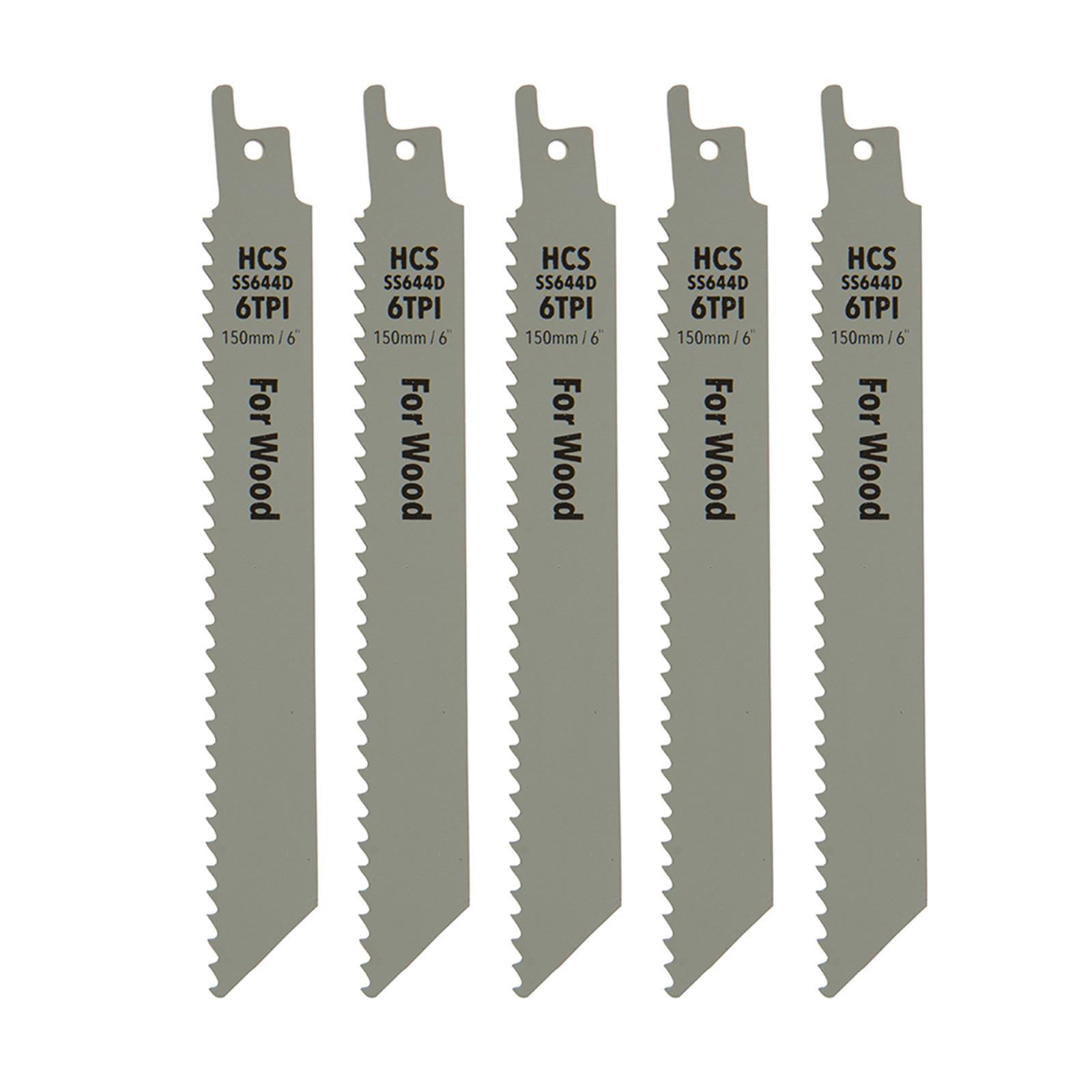 Quality 5 X Reciprocating Saw Blades 6 Tpi 150mm Wood Curved Cutting DIY