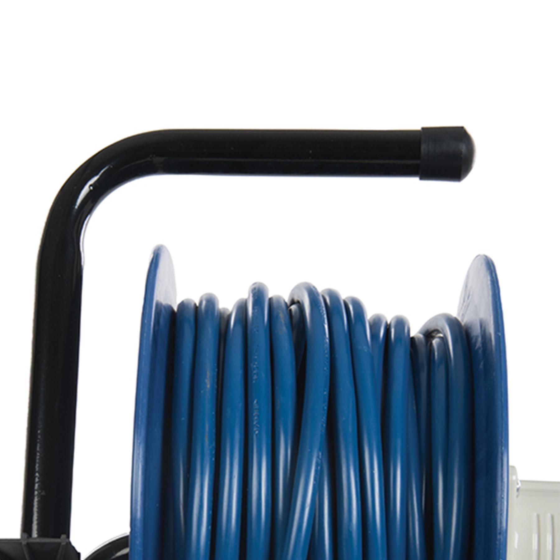 Industrial Cable Reel 16A 230V Freestanding 2Gang 25m ThermalOverload Protection