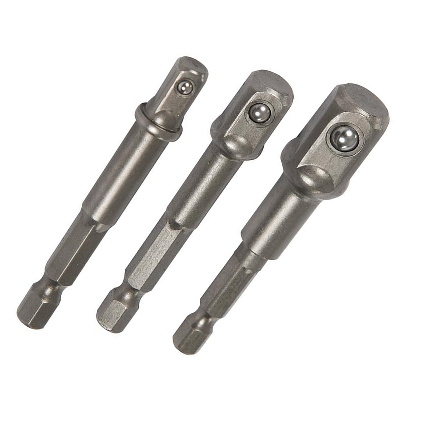 CRV Steel Socket Driver Set 3pcs 1/2" 1/4" 3/8" 1/4" Hex Shank Drill & Drill Drivers Converter