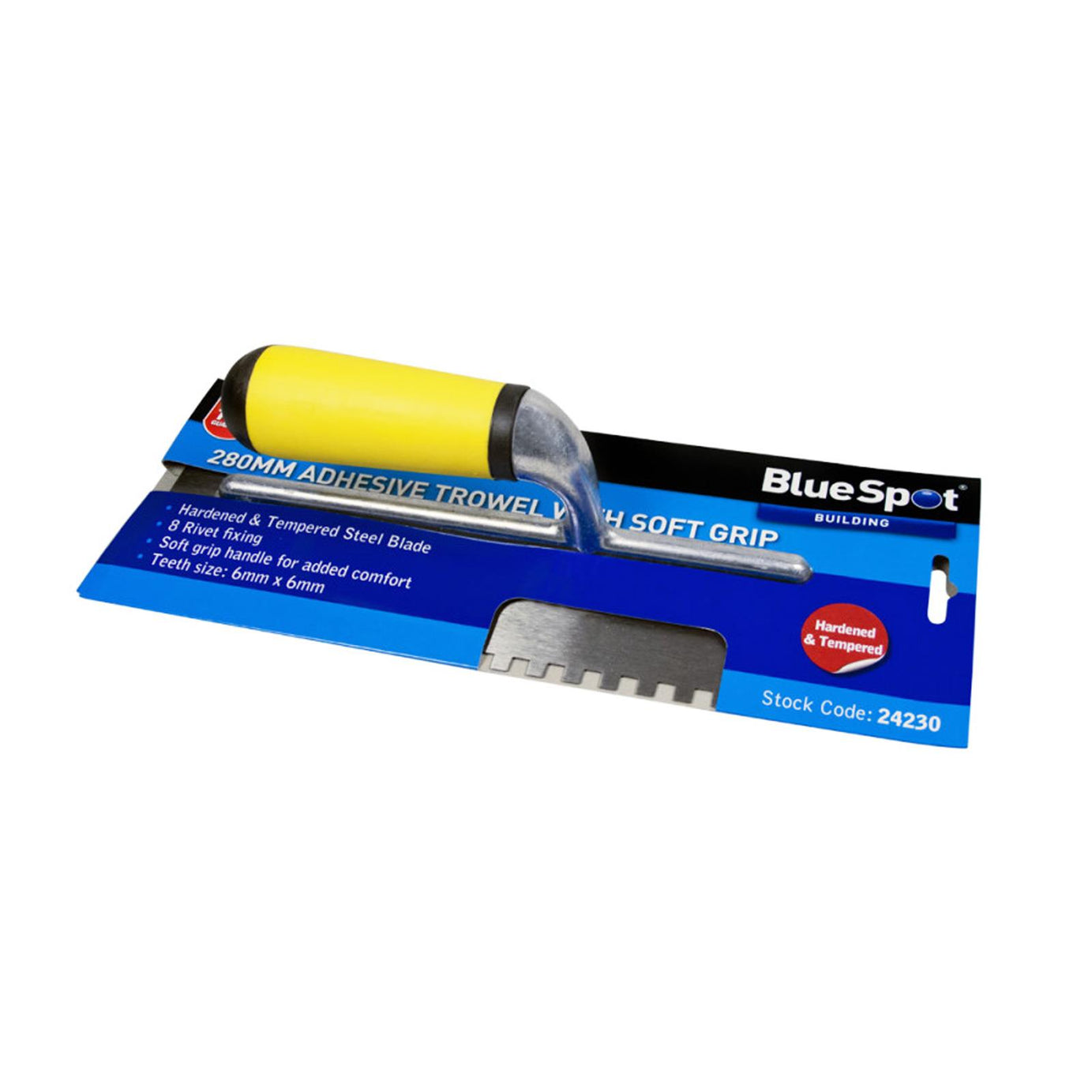BlueSpot 11" 280mm Tilers Floor 6mm Square Notch Adhesive Stainless Steel Trowel Soft Grip