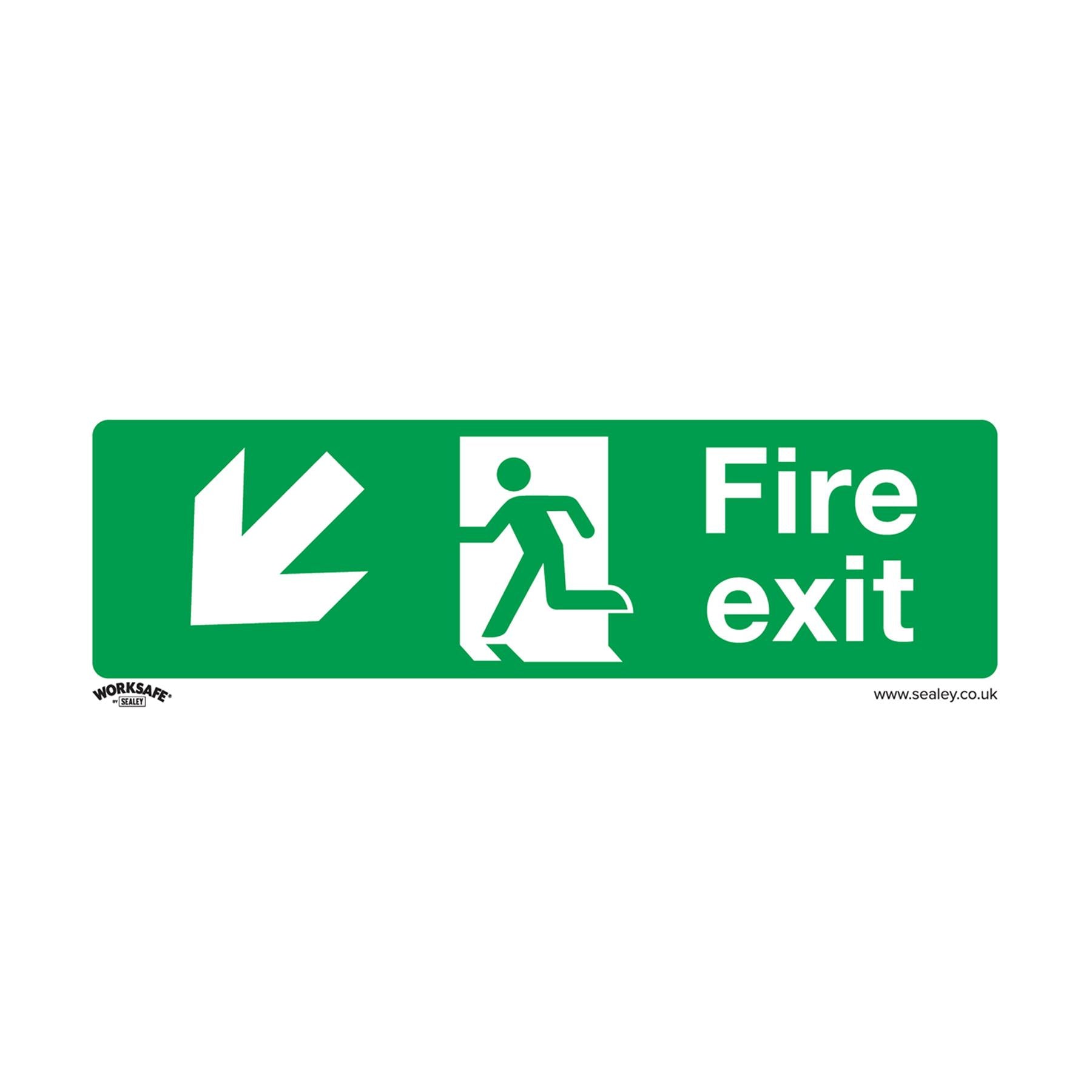 Sealey Safety Sign - Fire Exit (Down Left) - Self-Adhes. - Pk of 10