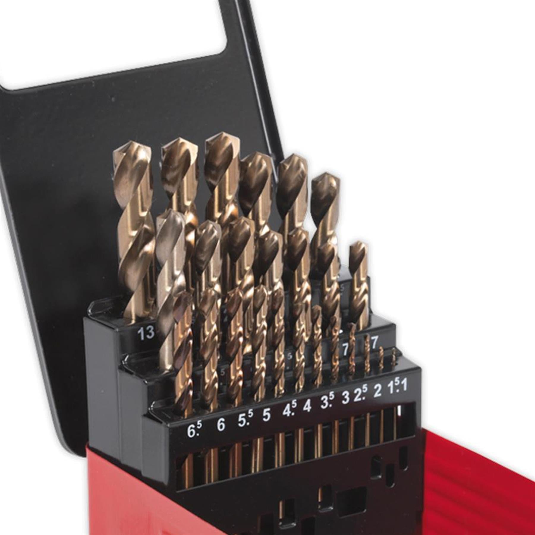 Sealey 25pc Drill Bit Set HSS Cobalt Split Point Fully Ground Tool 1-13mm Metric