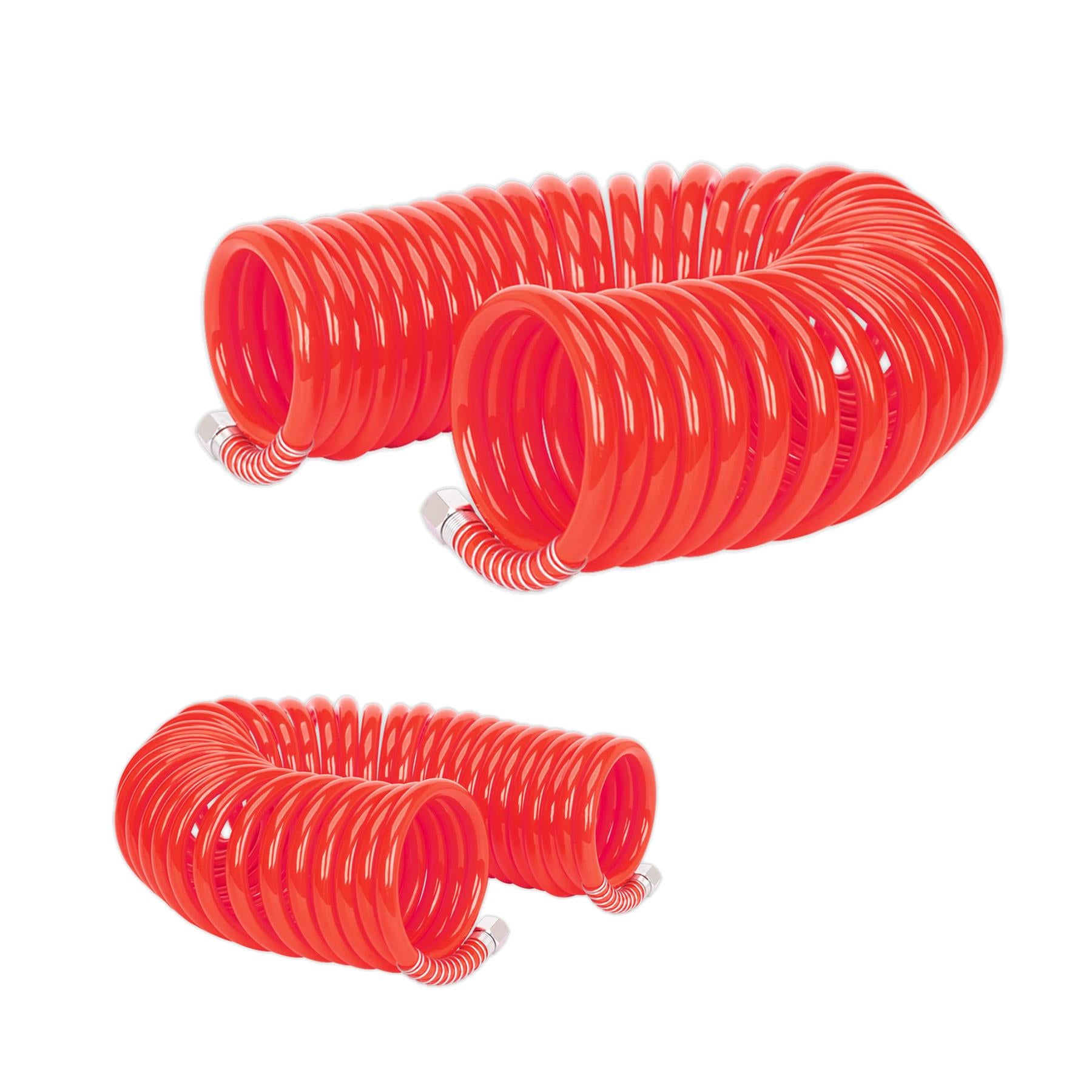Sealey PU 10m x Ø8mm Coiled Air Hose Polyurethane Recoil with 1/4"BSP Unions
