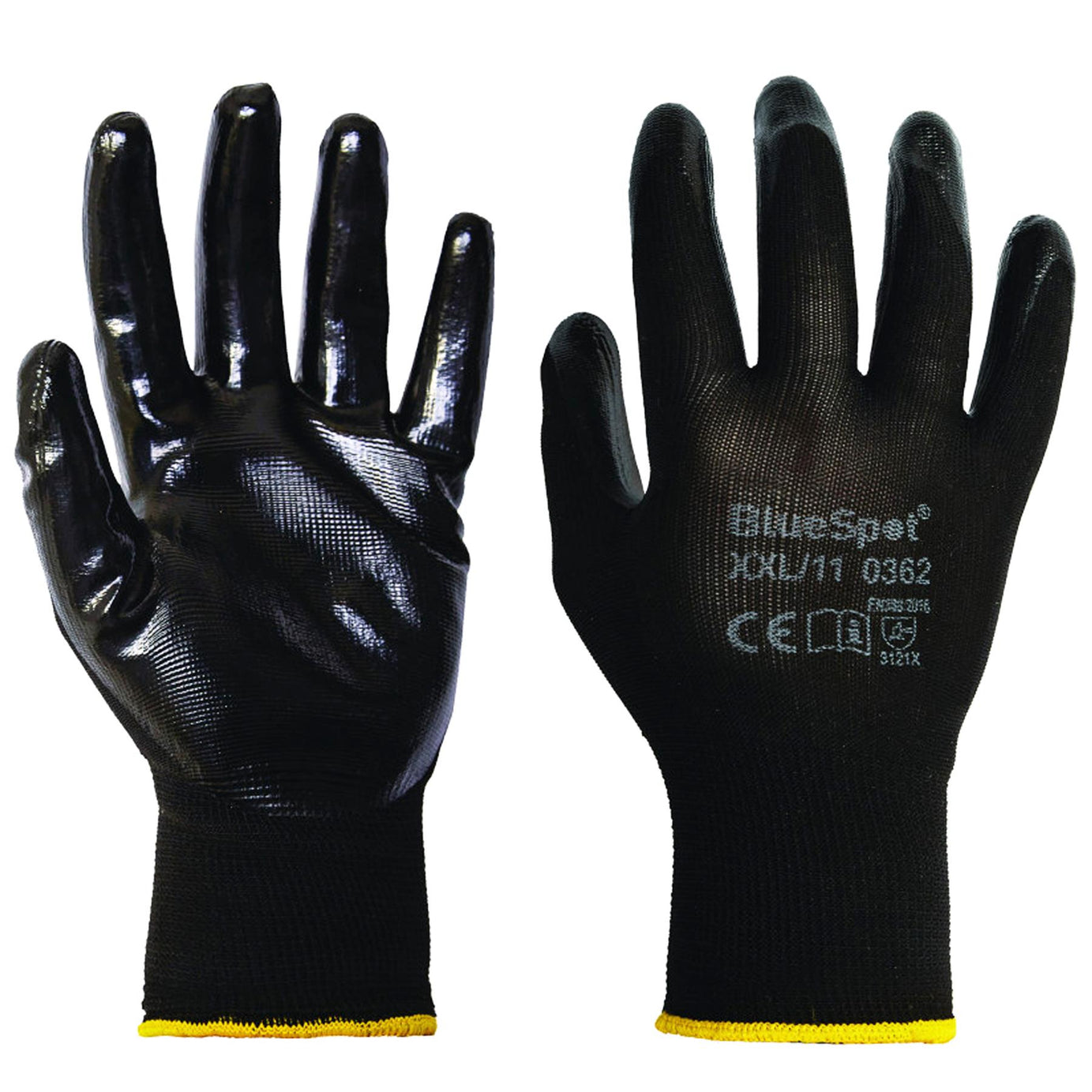 BlueSpot XXL Nitrile / Latex Coated Work Gloves Mens Builders Gardening Grip