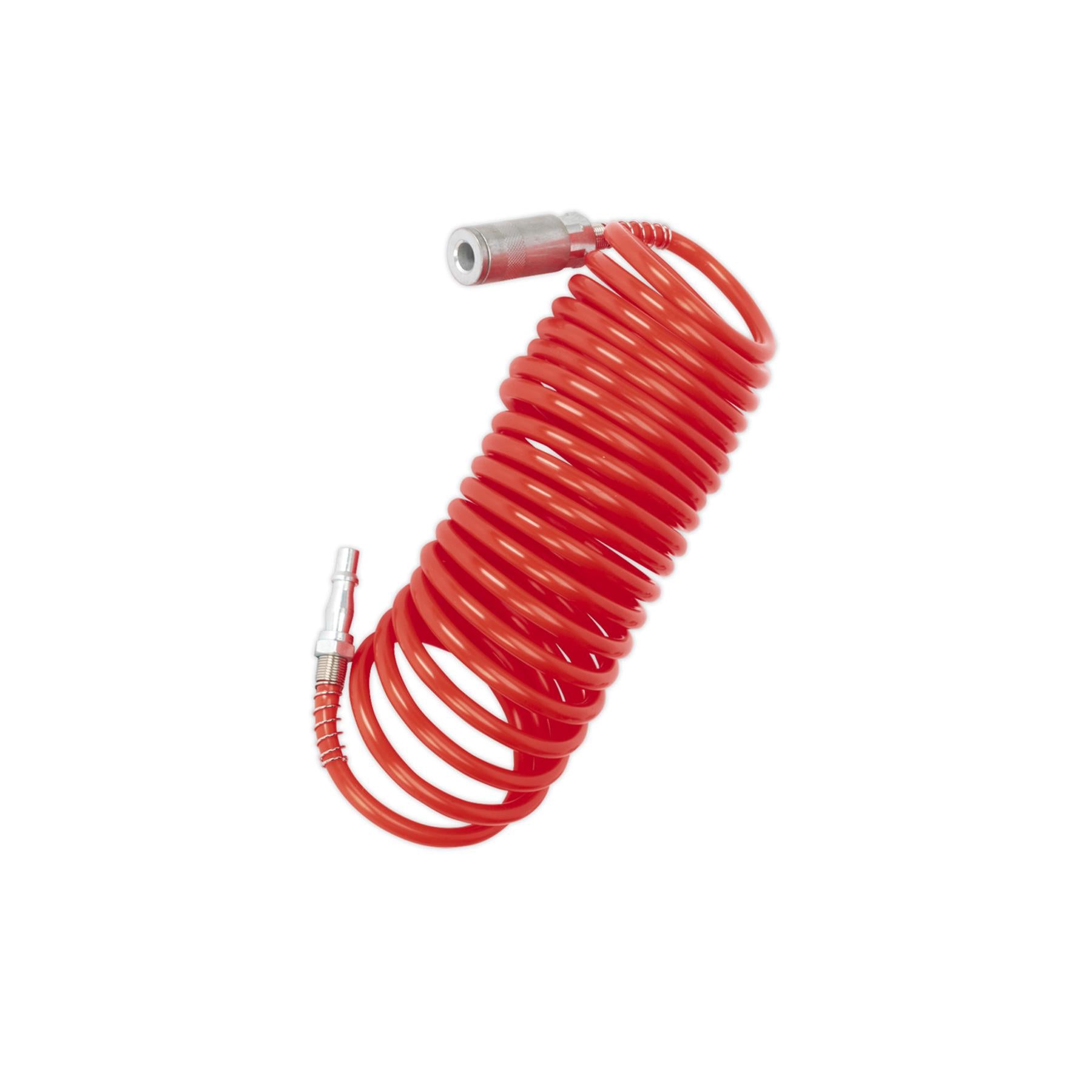 Sealey PE Coiled Air Hose 5m x Ø5mm with Couplings