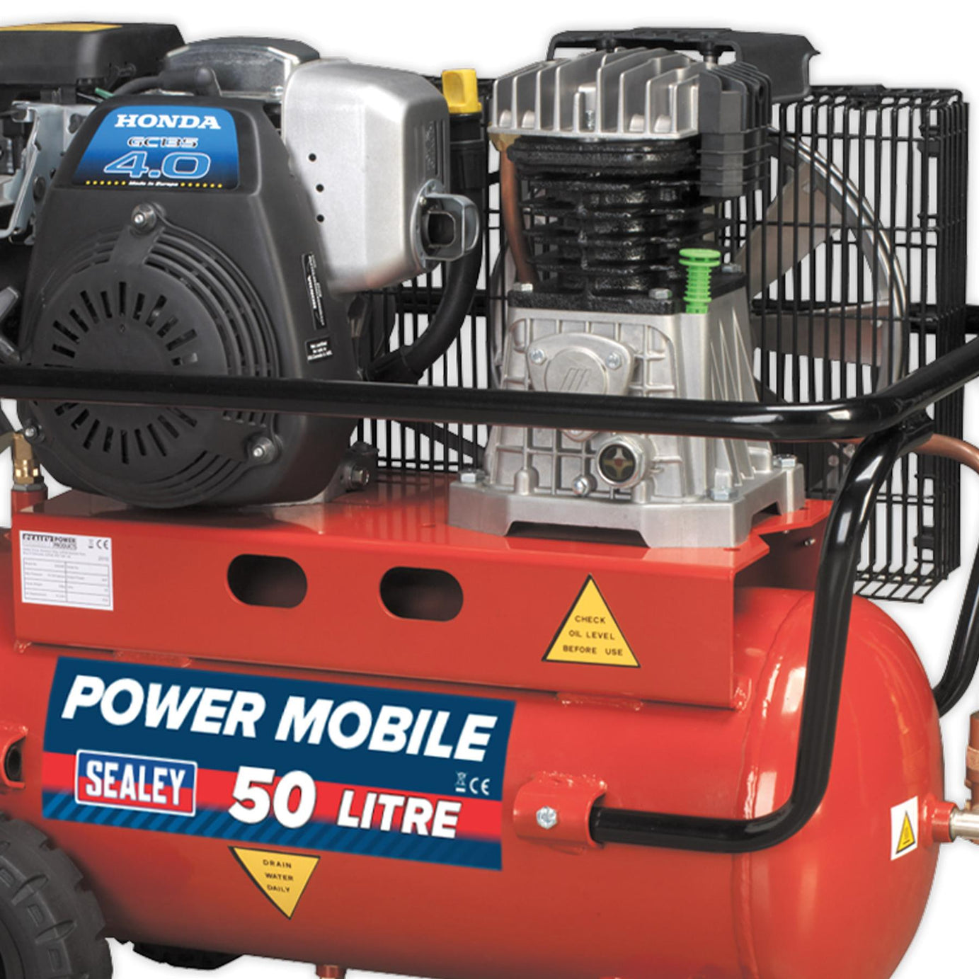 Sealey Compressor 50L Belt Drive Petrol Engine 4hp