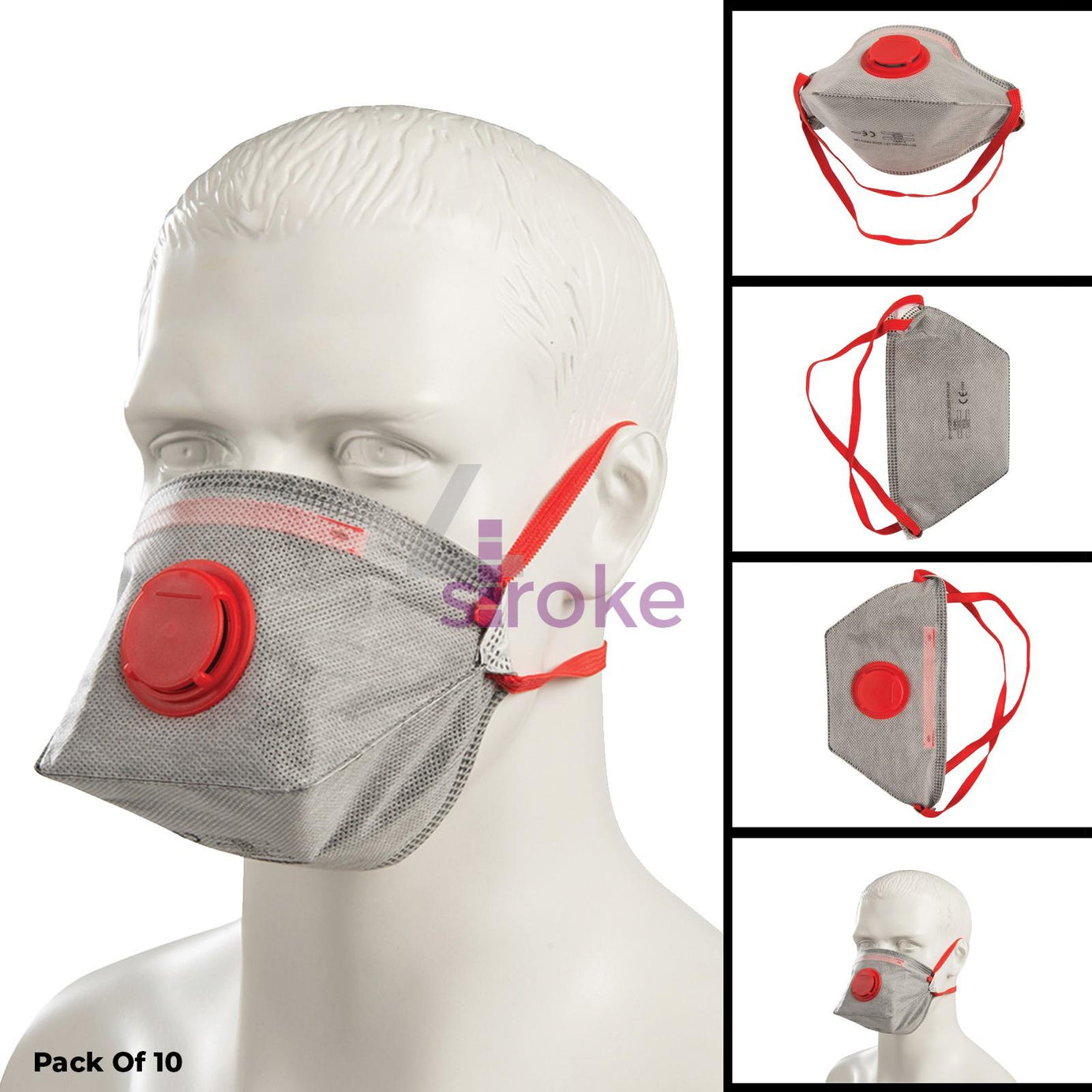 10x FFP3 Mask Dust Face Masks Fold Flat Valved Asbestos Respirator Disposable