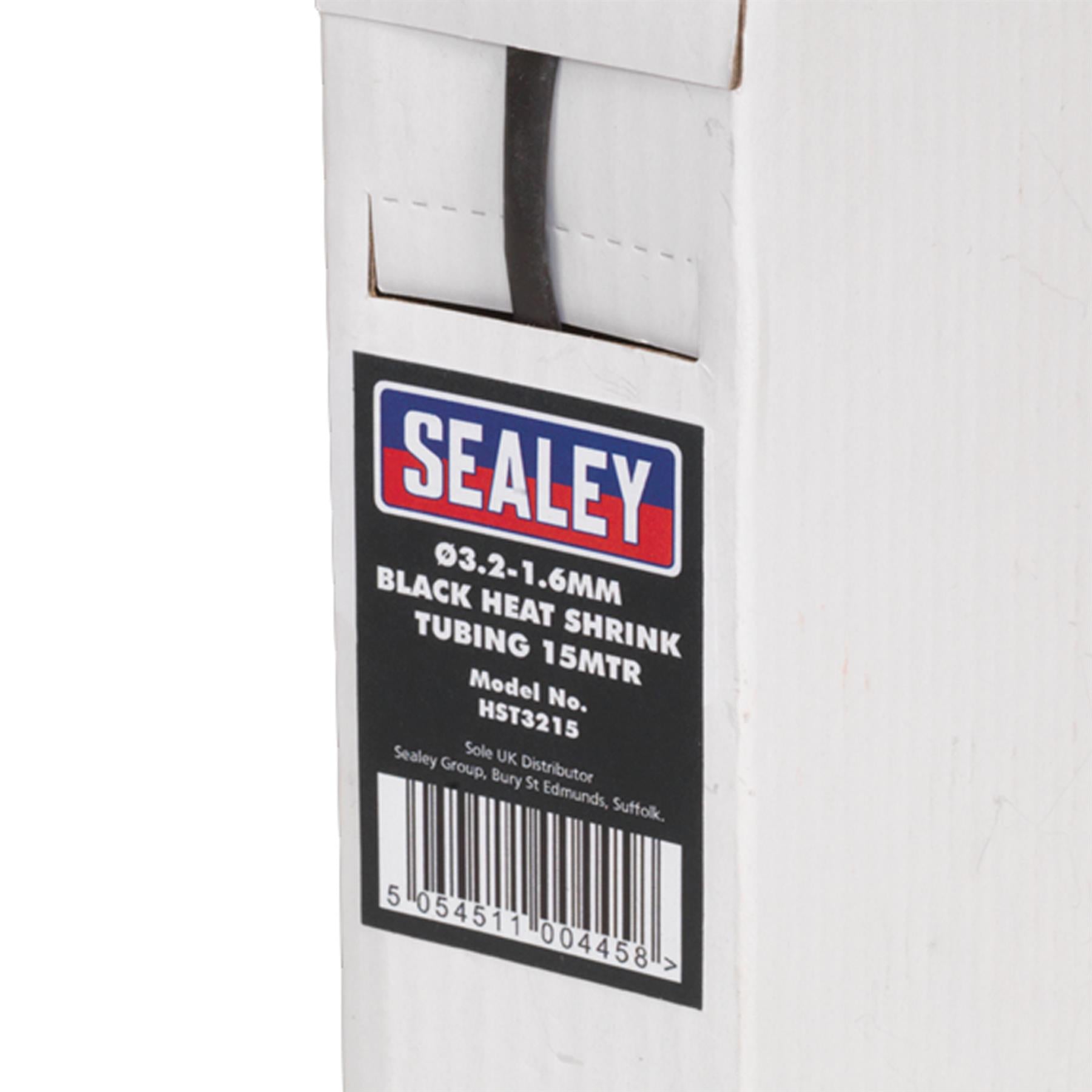 Sealey Heat Shrink Tubing Black 3.2-1.6mm 15m
