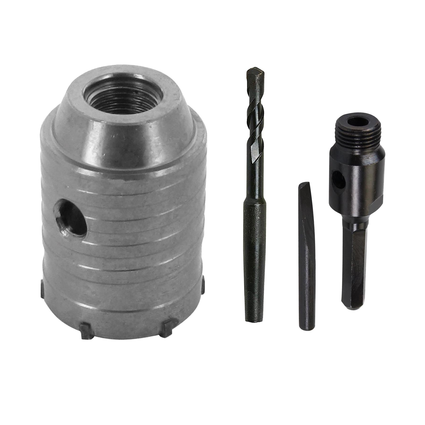 TCT Core Drill Bit 50mm Hole Saw Masonry Stone Brick Hex 100mm Extensions Pilot
