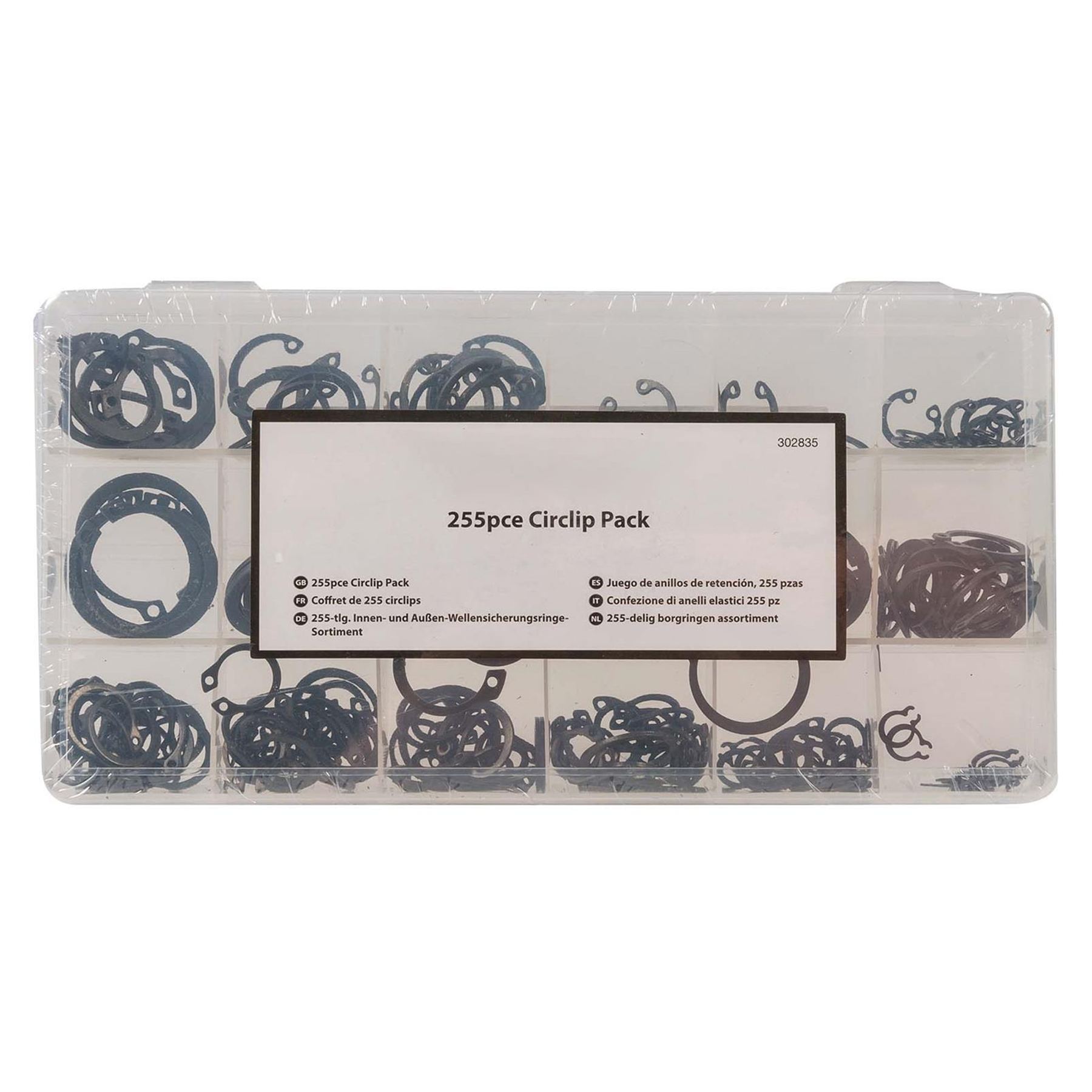 Circlips Pack 255 Piece External Shaft Internal Bores Chemically Blackened Steel