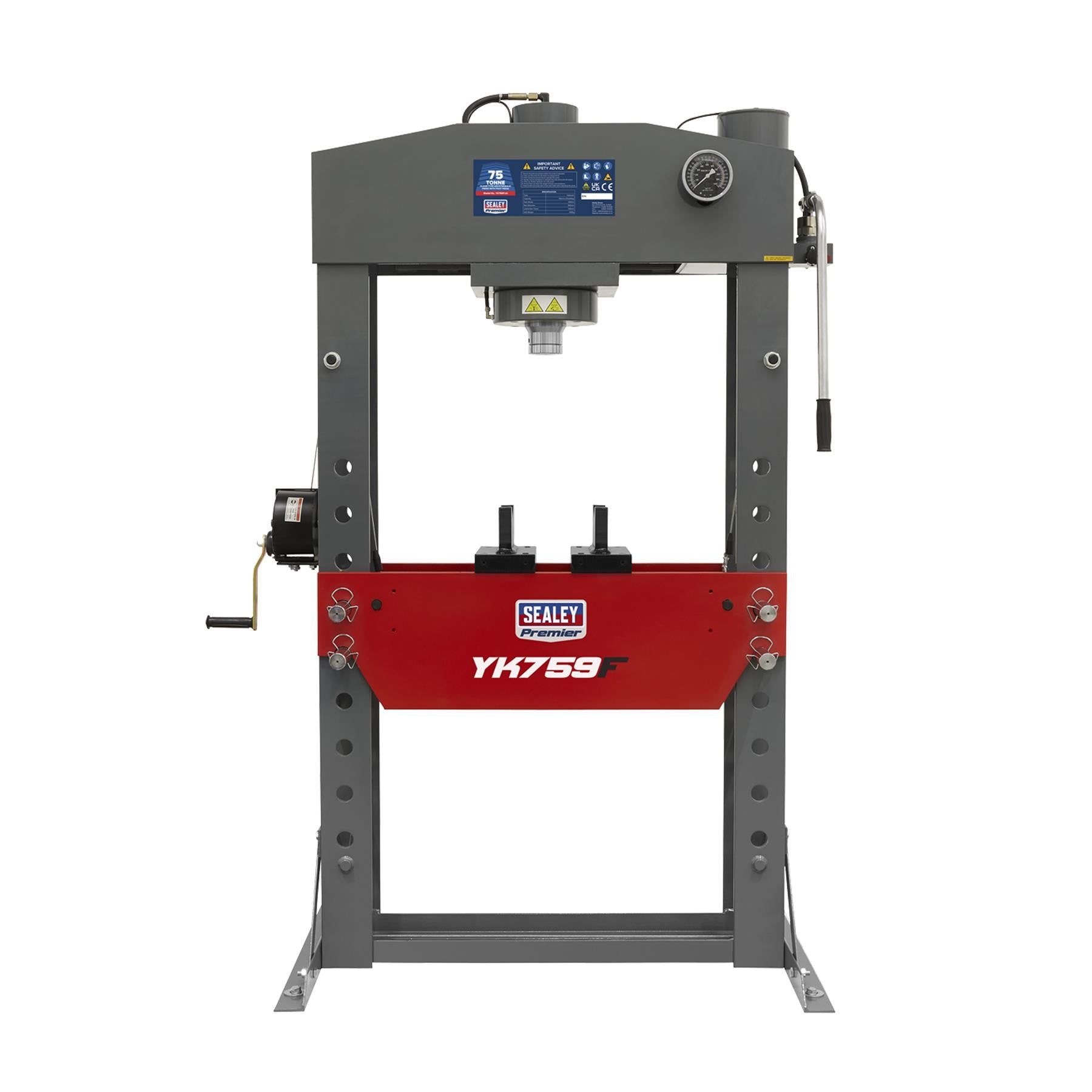 Sealey Hydraulic Press 75tonne Floor Type Steel Frame & Flat Pressing Plate