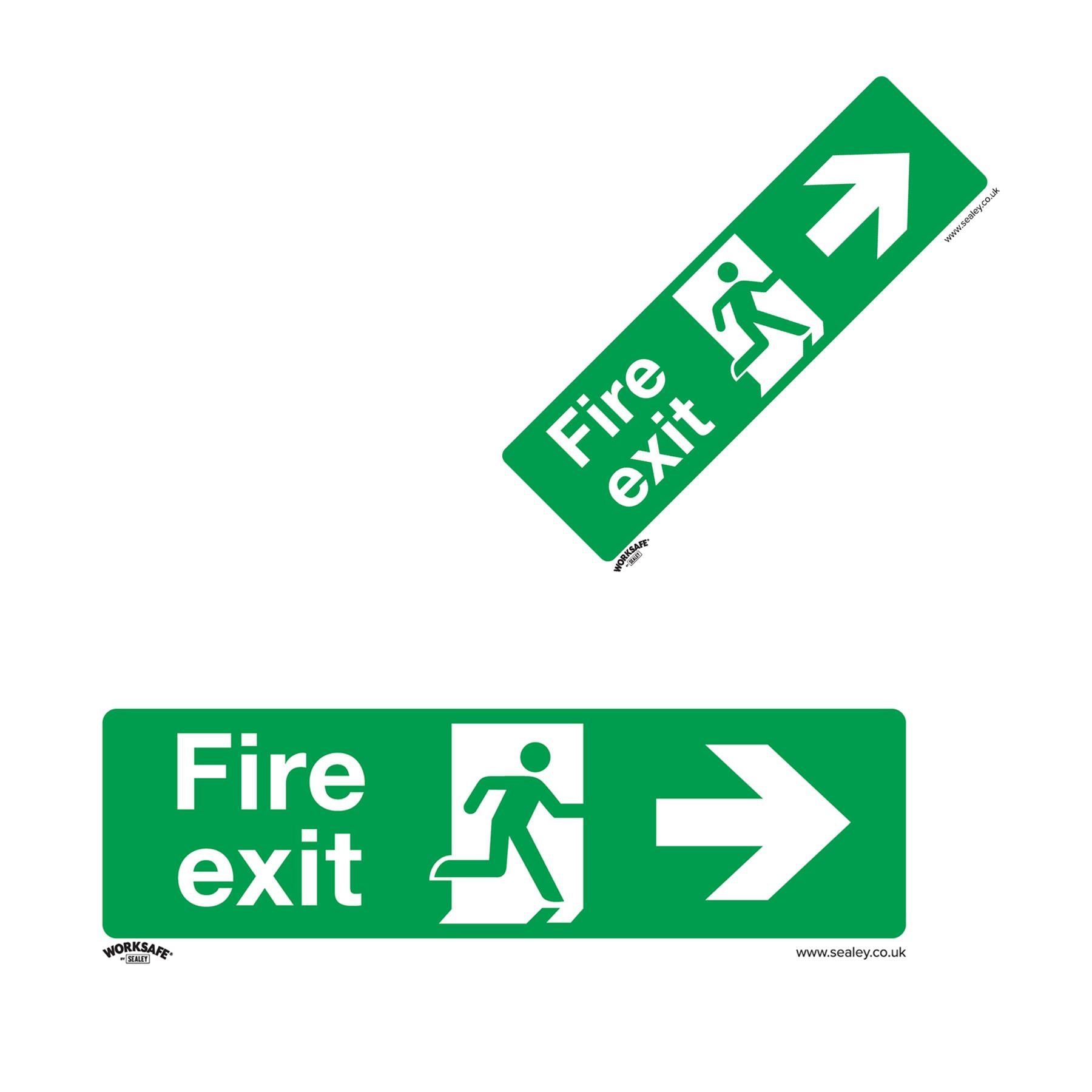 Sealey Safety Sign - Fire Exit (Right) - Rigid Plastic - Pack of 10