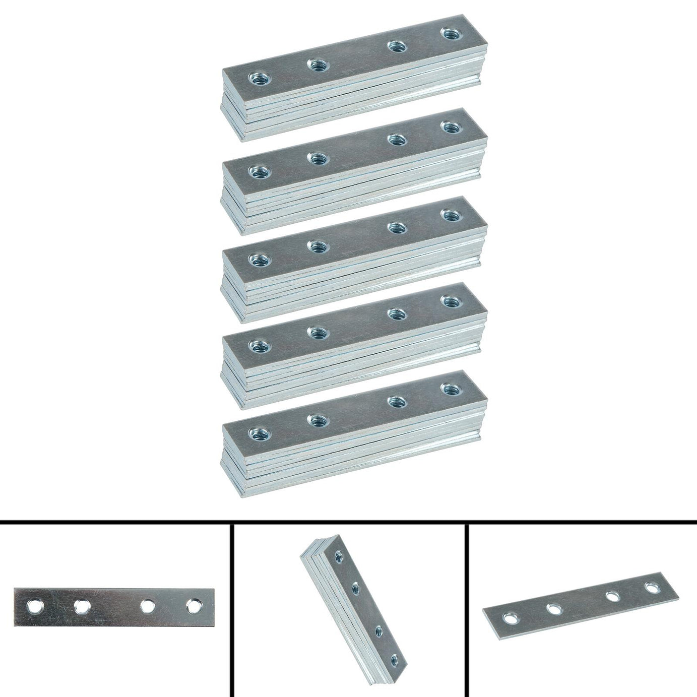 Mending Plates Zinc Plated With Offset Fixing Holes For Timber Repair 50Pk 80mm